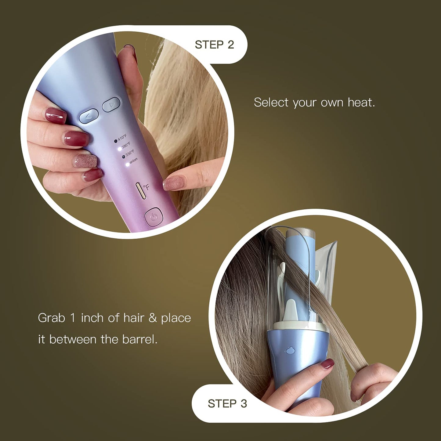 LENA Geniecurl Auto Hair Curler Ion Wrap Transparent Curling Wand with 1" Ceramic Ionic Barrel and Smart Anti-Stuck Sensor, Pro Styling Tool for Long and Medium Length Hair