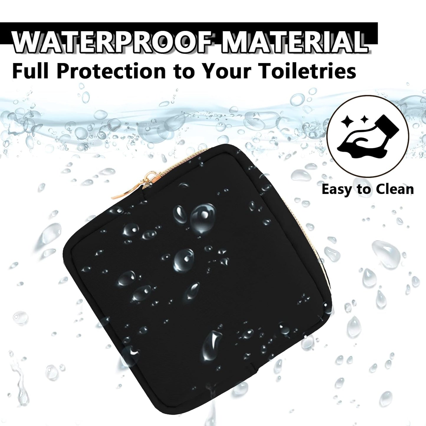 Waterproof Mini Makeup Bag for Purse,Small Cosmetic Pouch Nylon Travel Toiletry Organizers Bag for Women Girls,Cute Zipper Preppy Coin Purse for Work(Mini-Black)