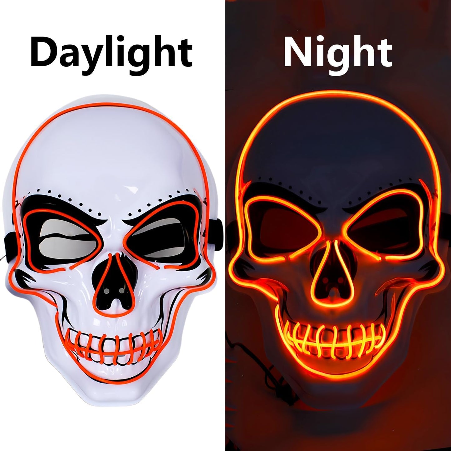 OceanWings Halloween Mask LED Light up Costumes Scary Mask for Party Supplies Favor