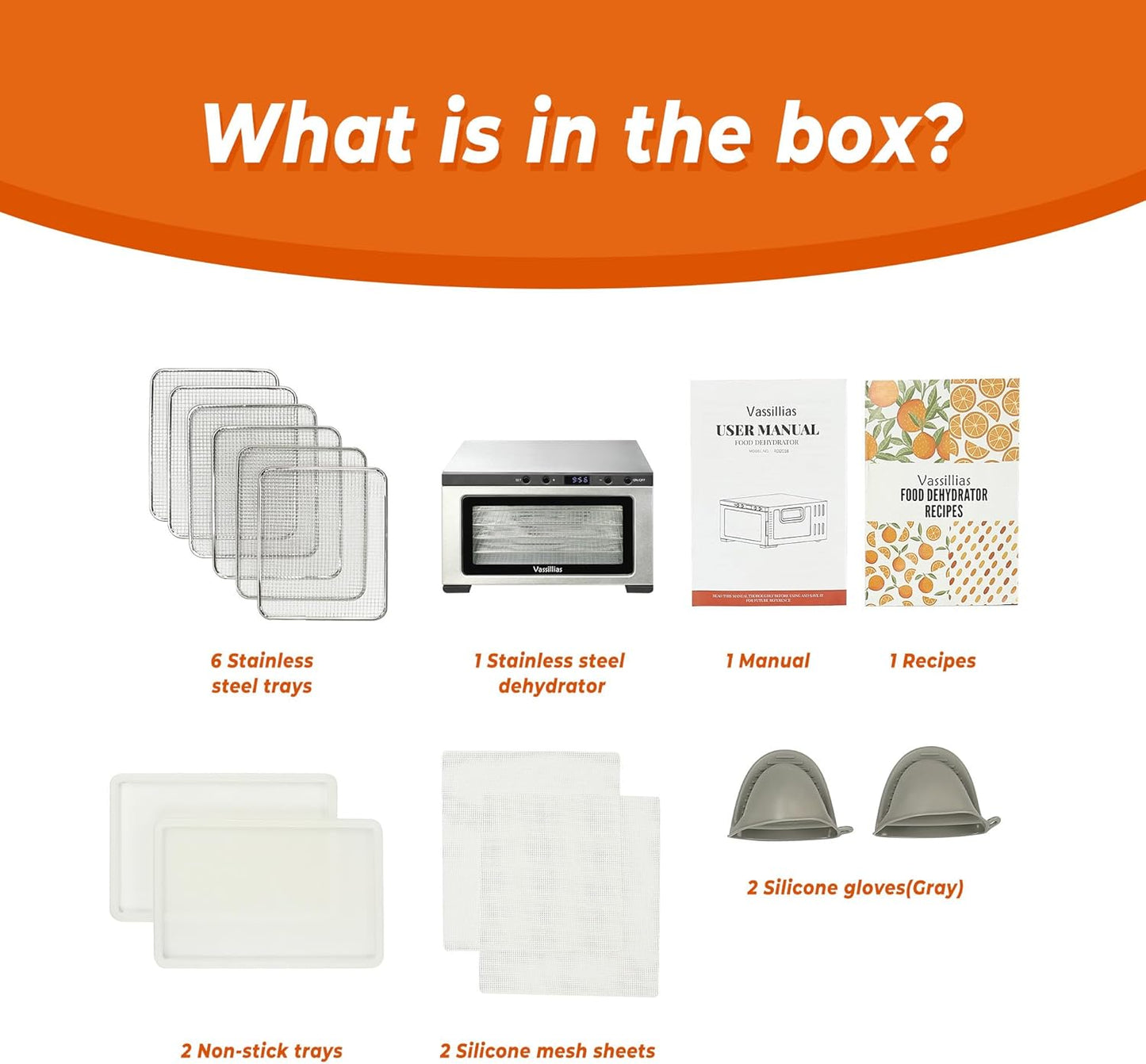 Stainless Steel Mini Food Dehydrator Dryer- 6 Stainless Steel Trays, Digital Adjustable Timer, 400W, 176°F, Temperature Control, for Jerky, Herb, Meat, Beef, Fruit and Pet Treats, Model 2016YJ, Silver