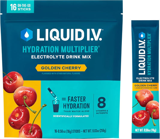 Liquid I.V.® Hydration Multiplier - Golden Cherry | Electrolyte Powder Drink Mix | 1 Pack (16 Servings)