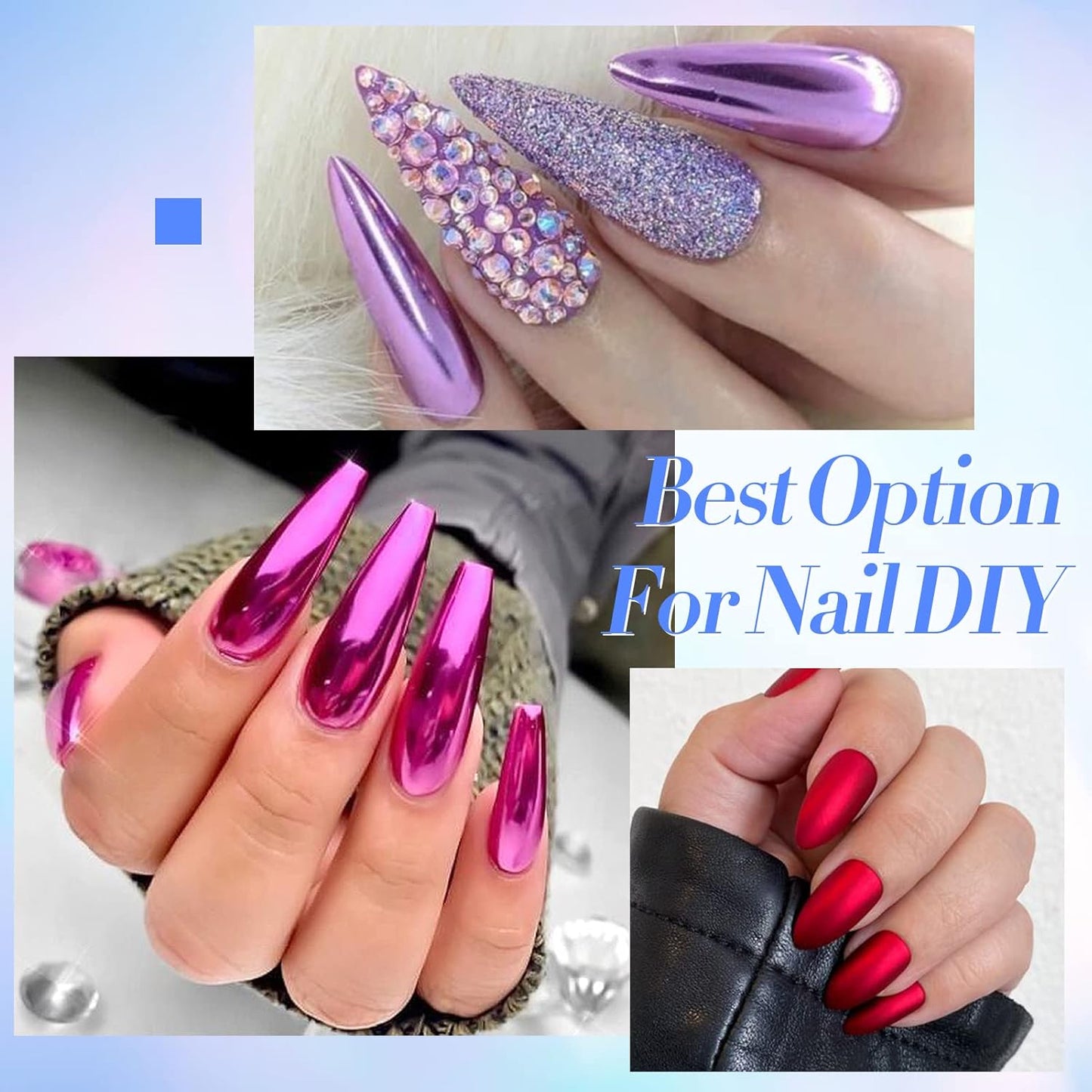 Born Pretty Mirror Chrome Nail Powder Set 12 Colors Metallic Mirror Effect Nail Powder Holographic Aurora Chameleon Pigment for Nail Art Gel Polish Mermaid Powder Decoration Sets