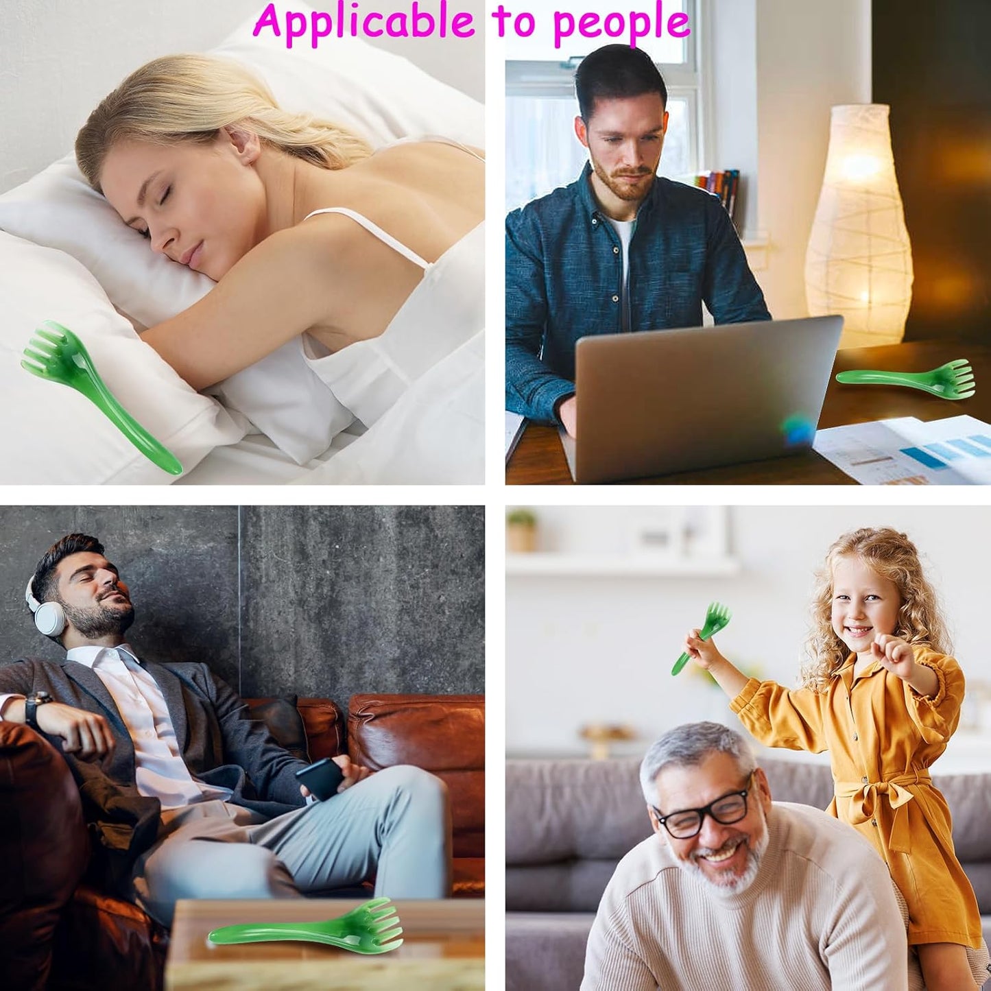 Scalp Massage Tools, 2-Pieces Head Scratcher Massager Whisk, Gift for Mother, Sister,Kids and Lover, Portable Resin SPA Tools with a Black Zippered Bag