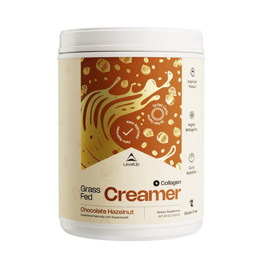 LevelUp Creamer, with Energizing MCT Oil and Collagen Peptides, Keto Coffee Creamer, Supports Natural Energy & Ketone Production - Chocolate Hazelnut, 22 oz