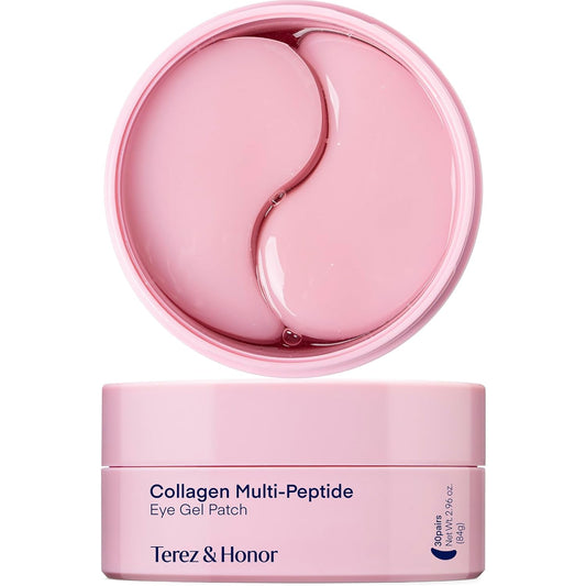 TEREZ & HONOR Peptide Collagen Under Eye Patches - 60 Korean Firming, Glowing & Hydrating Hydrogel Mask for Puffy Eyes, Dark Circles, Wrinkles, Fine Lines, Undereye Bags - Anti-Aging Eye Gel Pads