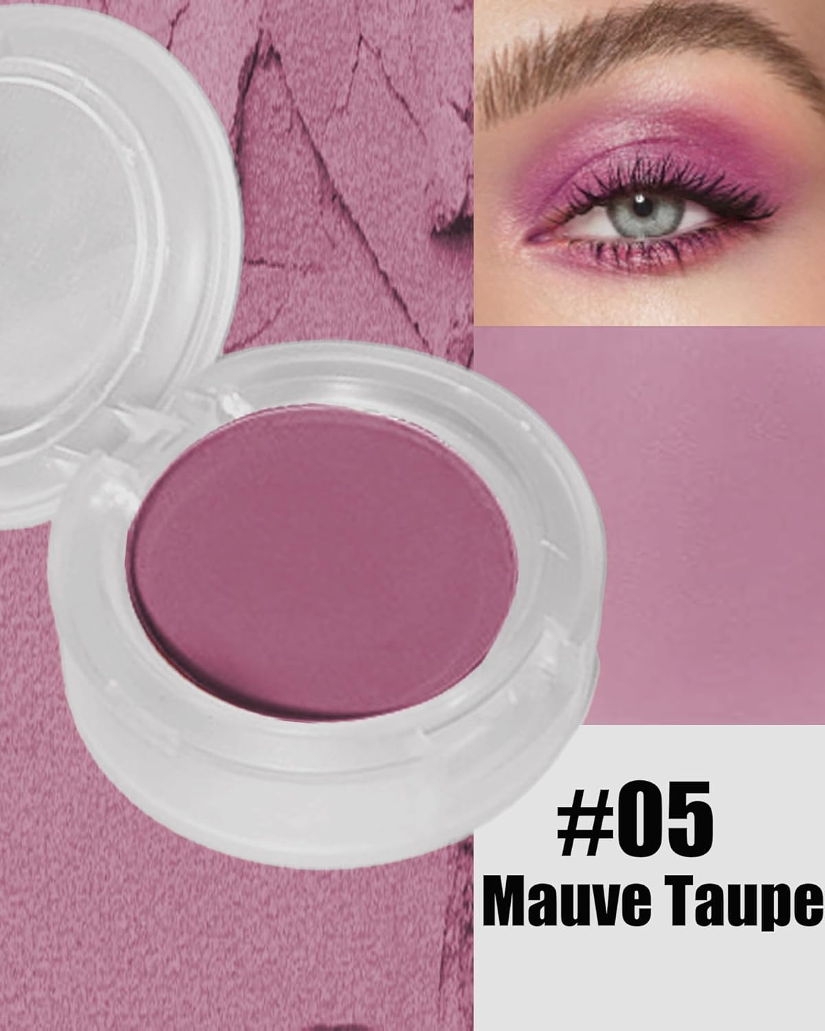 Single Matte Eyeshadow, Mauve Taupe Matte Eye Shadow Powder Palette Makeup, High Pigment Waterproof Nude Multiuse Pressed Eye Shadows Powder with Smooth Lightweight,Blendable for Daily Eye Look-05