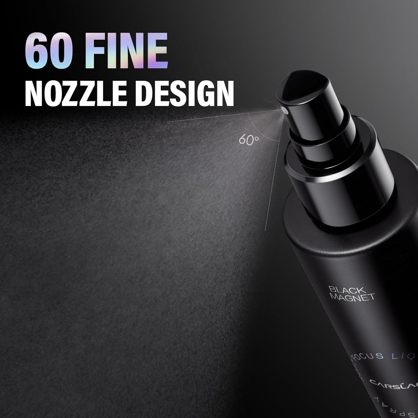 Black Magnet Liquid Powder Makeup Setting Spray, 16H Longlasting Oil Control Lock Face Makeup, Smudgeproof, Waterproof Finishing Spray, 100ml/3.4 Fl Oz