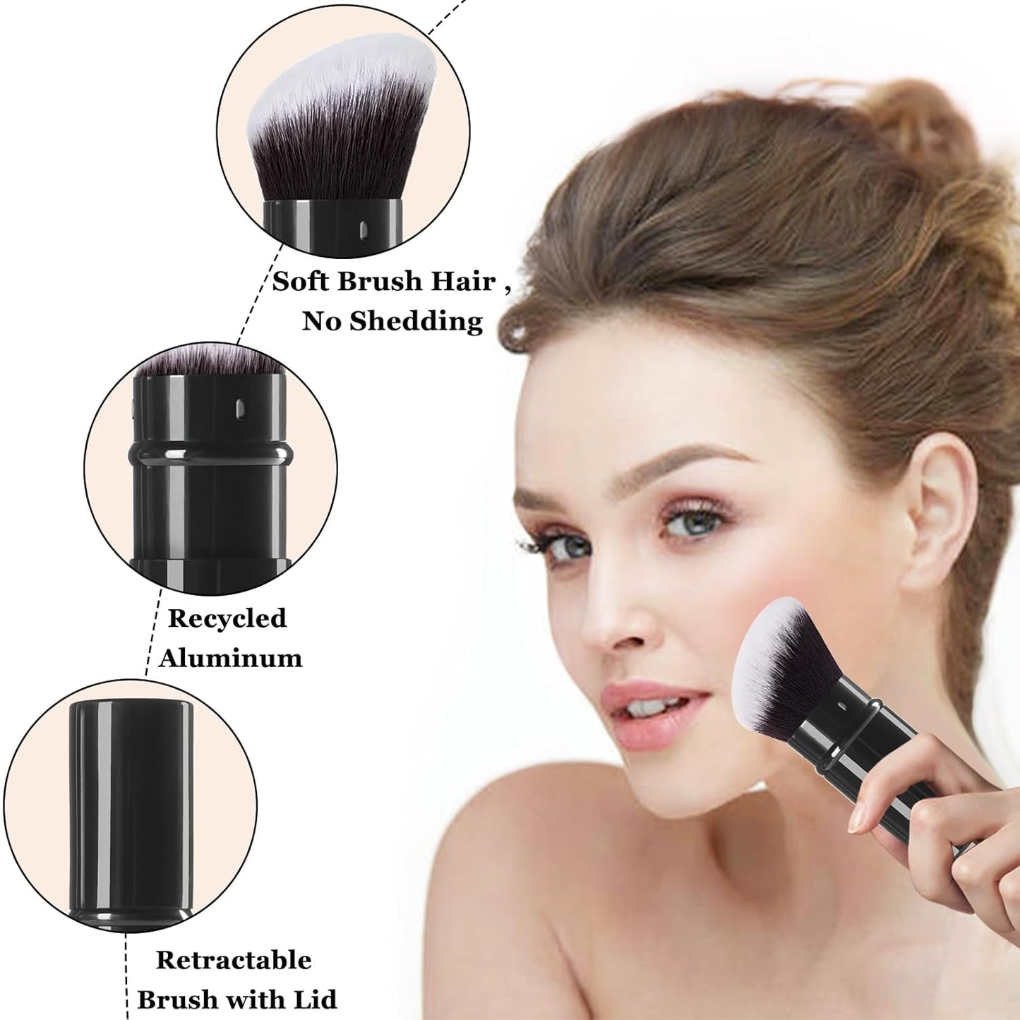 Retractable Kabuki Makeup Brush,Angle Blush Brushes Powder Foundation Makeup Brush for Blending Liquid, Blush, Bronzer, Buffing, Sunscreen,Flawless Cosmetics