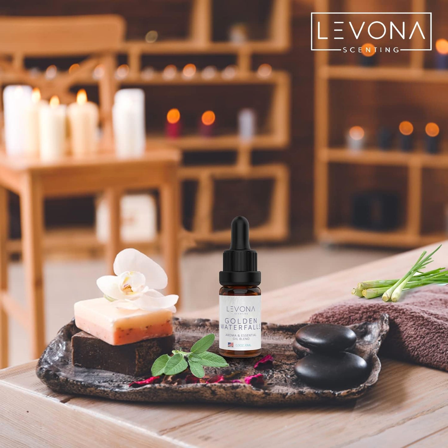 Levona Scent Pure Essential Oils for Diffusers for Home, Hotel & Office - Golden Waterfalls Essential Oils for Diffuser Oil and Humidifiers - Home Luxury Scents - Scented Fragrance Oil Blends