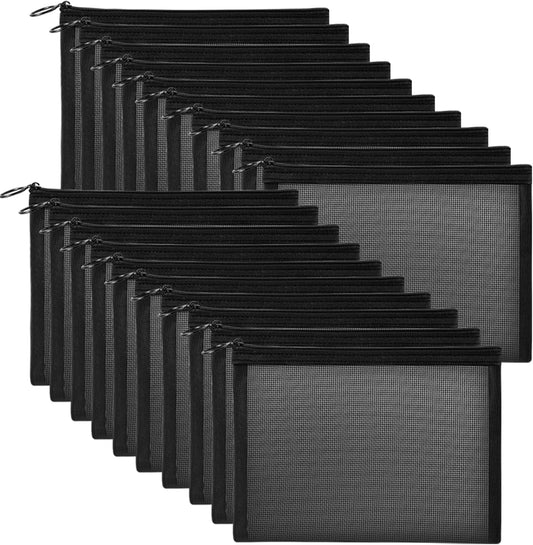 20 Pieces Mesh pouch, Mesh Makeup Bag Portable Makeup Pouch Travel Toiletry Bag for Makeup Organizer Home Office Travel Accessories, Mesh Cosmetic Bag with Zipper