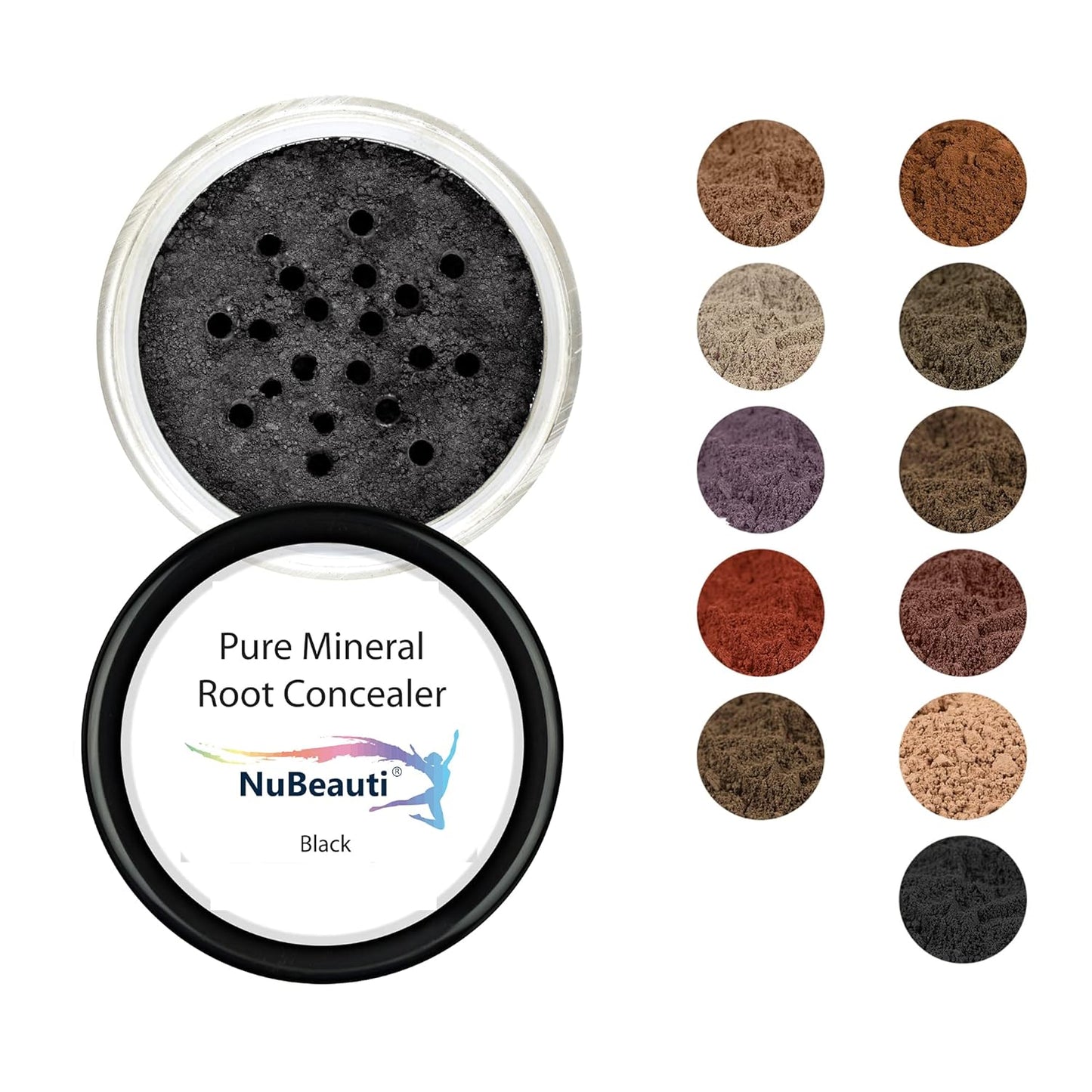 Root Touch Up Powder - 11 True-to-Nature Hairline Concealer Shades - No Fragrance, Talc or Parabens - Hair Cover by NuBeauti (Without Brush, Black)