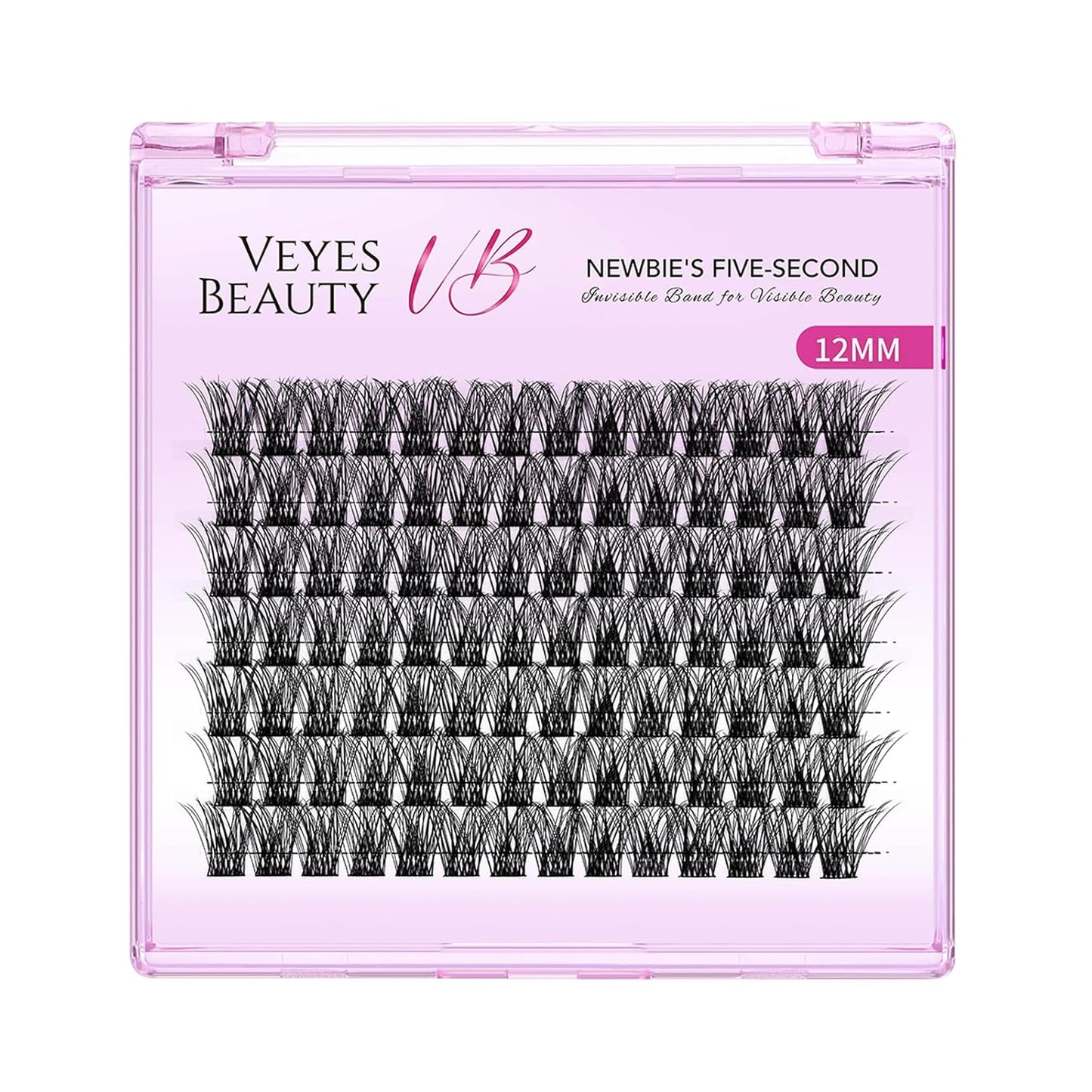 VEYESBEAUTY Lash Clusters Individual Eyelash Extensions Thin & Invisible Band DIY False Eyelashes for Self-application Newbie's Five-Second Series Wispy Lash Tray, Boldeye 12mm Single Length