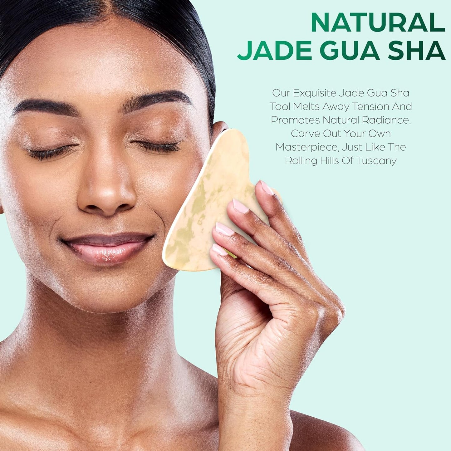 Bella Ciao 3-in-1 Anti-Aging Skin Care Set, Skin Care Set for Teens, Includes Jade Gua Sha, Makeup Removal Pad, Ice Roller Facial Massager, Gua Sha Facial Tools, Gua Sha Stone