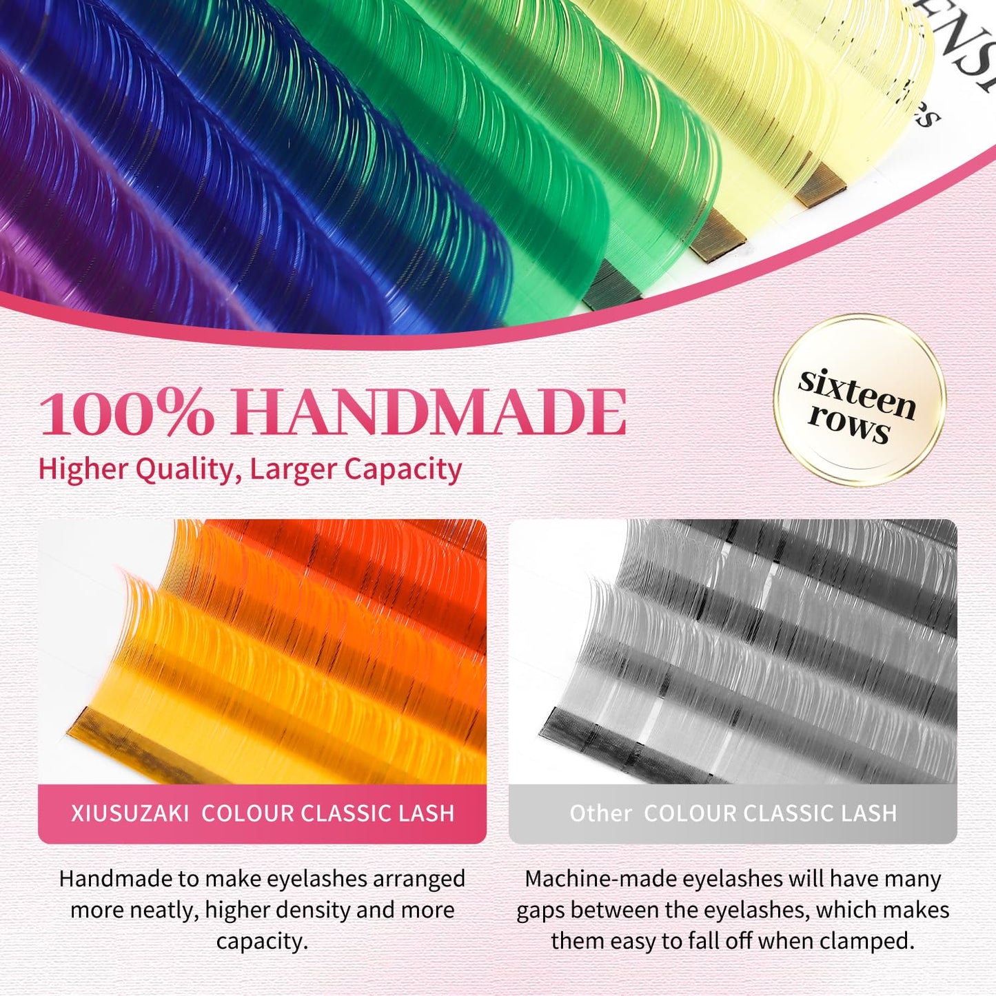 Eyelash Extensions Colored Lashes Extension 0.07 D Curl Lashes 11mm Classic Lash Extensions Soft Individual Lashes 16 Rows Natural False Eyelashes Volume Lashes Professional Use(Colored,0.07-D,11mm)