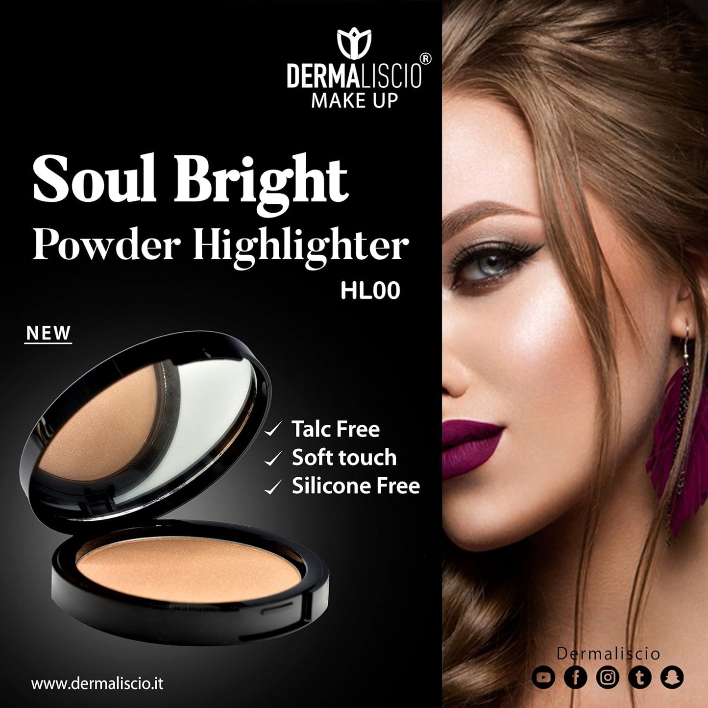 DERMALISCIO Natural glow soul bright highlighter – Highlighter Makeup powder – Natural and Subtle glow – Powder face makeup compatible and easy to use