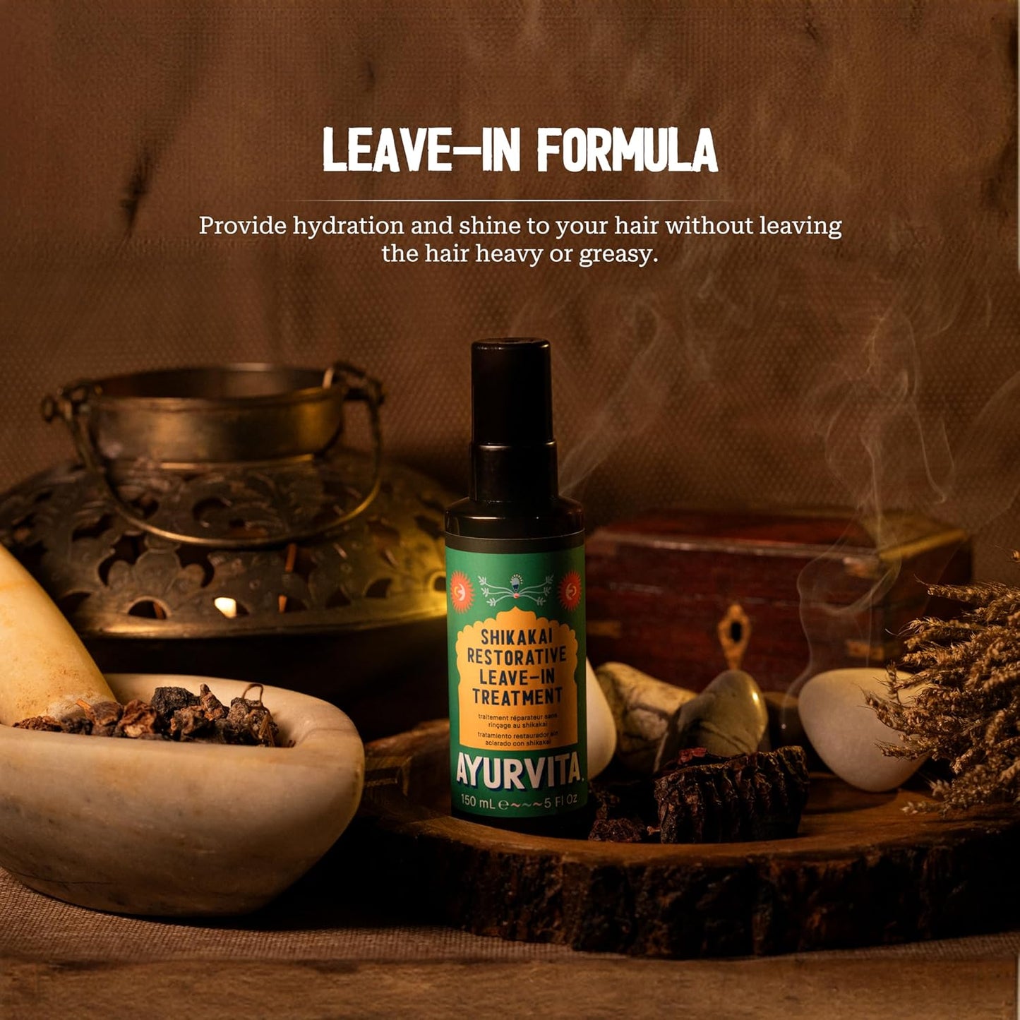 Shikakai Restorative Leave-In Conditioner - Herbal Remedy For Dry Scalp and Strands - Moisturizing, Scalp-Cooling Spray - Planet-Friendly, Bio-Sourced Formula and Packaging - 5 Oz