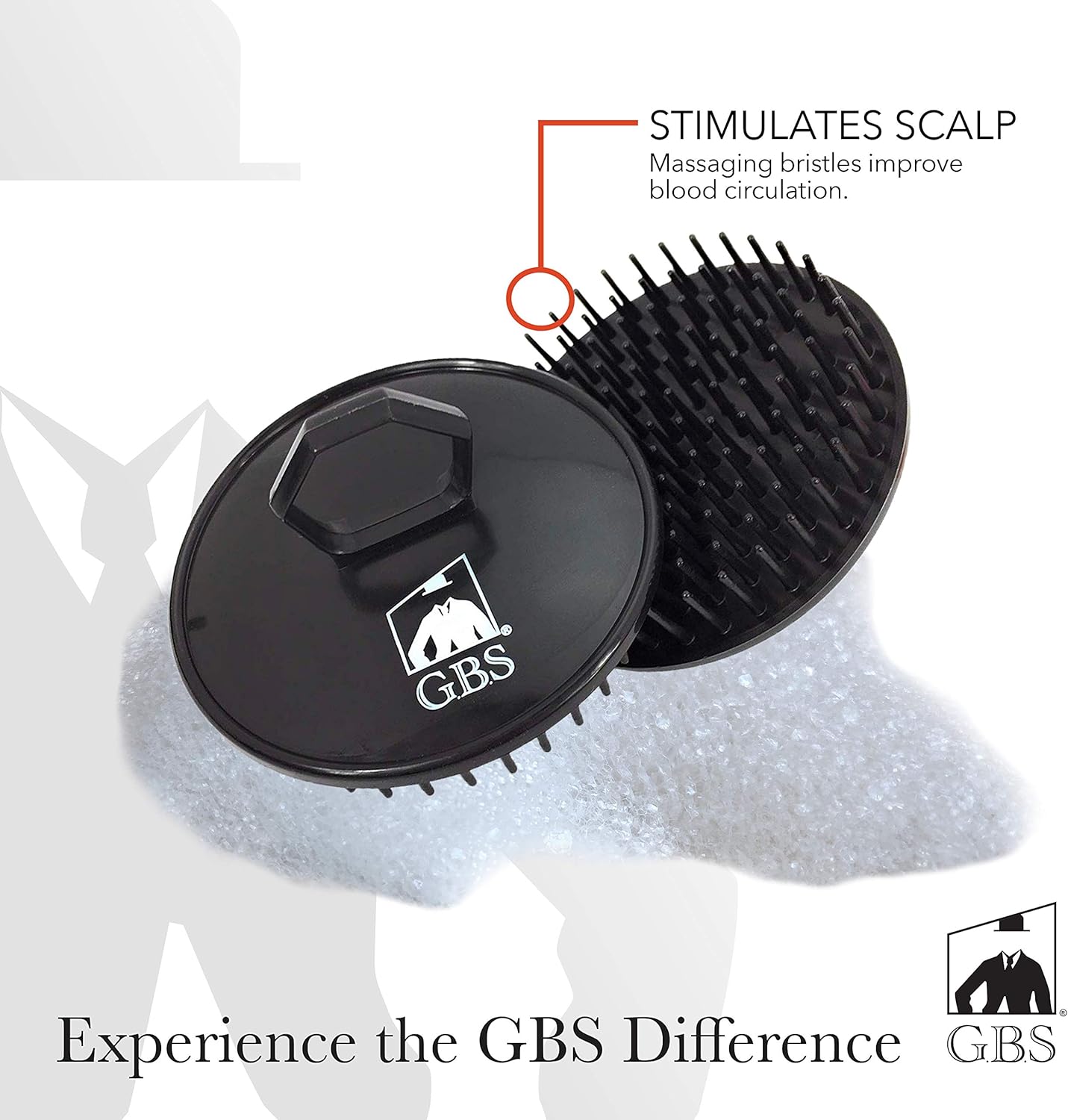 G.B.S Head Shampoo Scalp Massager Brush and Soft Palm Pocket Comb for All Hair Types, Pack of 3 (1 Black and 2 Gray) Made in U.S.A