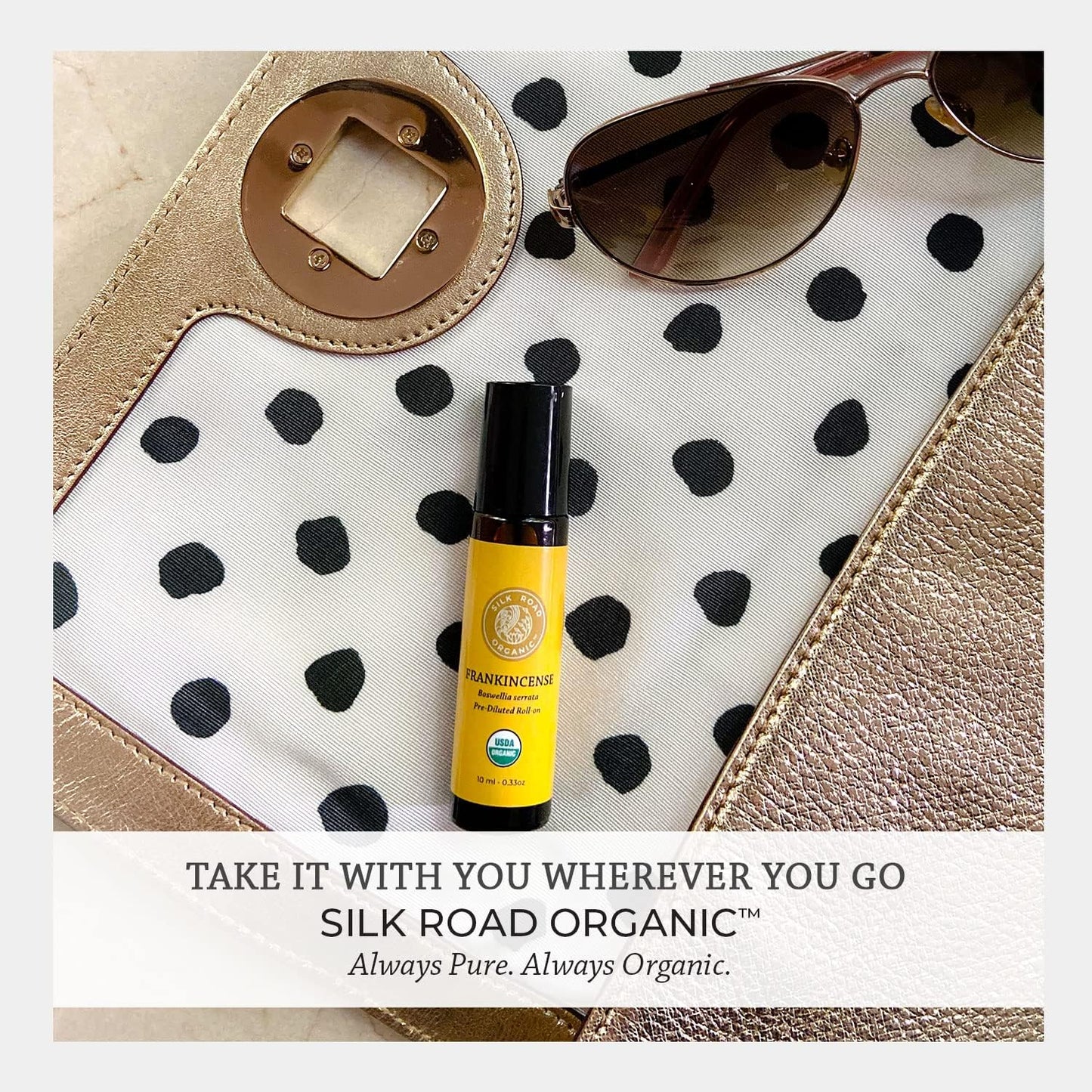 Silk Road Organic Frankincense Serrata Essential Oil Roll on, 100% Pure USDA Certified Aromatherapy for Skin Health, Aging, Fine Lines & Body Aches - 10 ml Roller