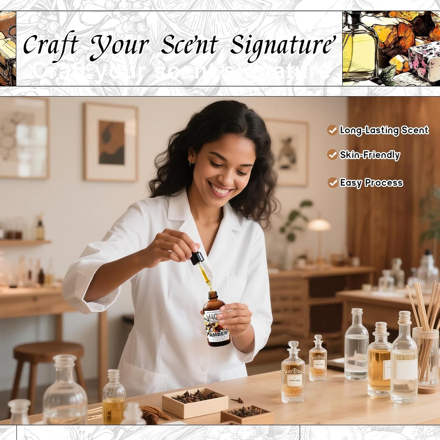 HIQILI Amber Fragrance Oil for Candle, Perfume, Soap Making, Hotel Scents for Essential Oil Diffuser & Aromatherapy - 5.07 Fl Oz