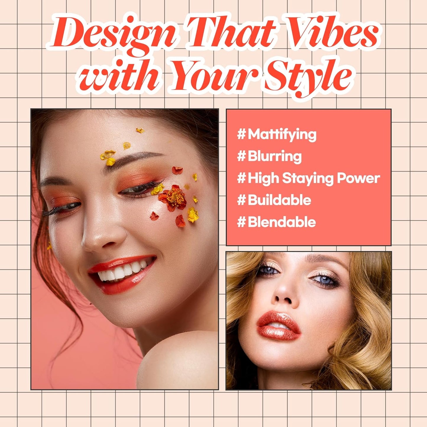 Hope Girl 3D Powder Blusher 0.17oz | Skin-Loving Korean Mini Blush for Cheeks and Eye Makeup w/Allantoin | K Beauty Cool Toned Vibrant Sunkissed Fine Powder Makeup Blush Cosmetics (#05 Orange Flower)