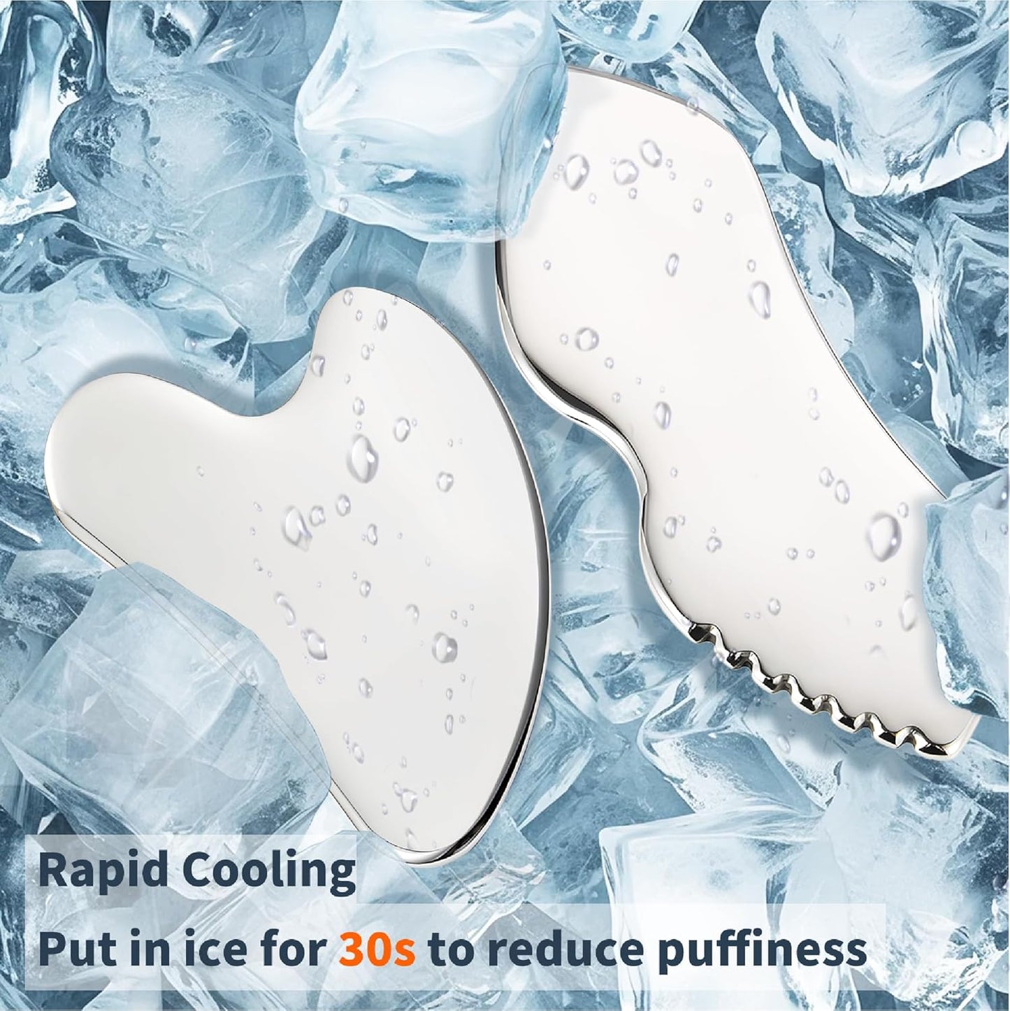 2Pcs Gua Sha Facial Tools Stainless Steel, Detailer GuaSha Set for Face Neck, Natural Skin Care Metal Gua Sha Lymphatic Drainage Face Massage Tool, Gift for Women