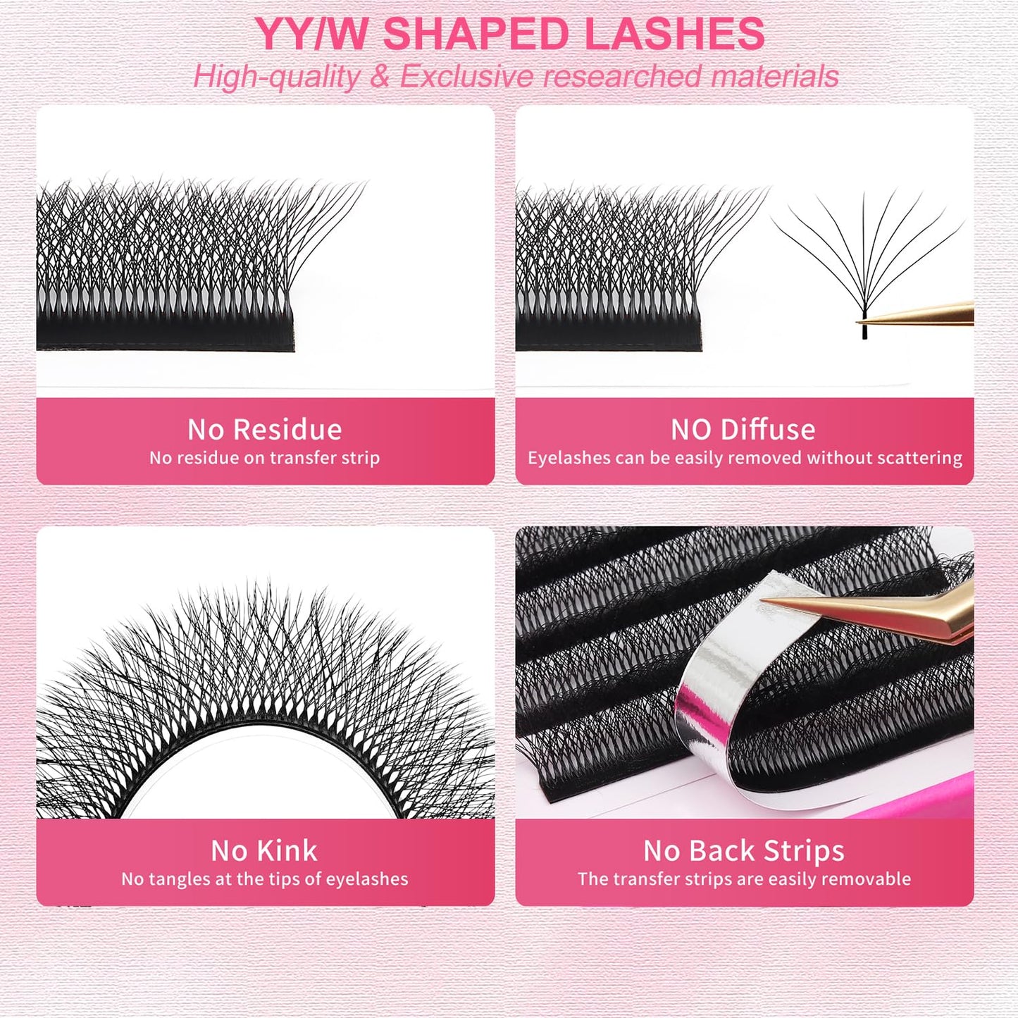 W Lash Extensions Supplies 8D Eyelash Extensions W Shape 0.07mm Thickness C Curl 12mm Premade Fans Easy Fan Lashes Volume Matte Black 12 Rows Crisscross Eye Lashes(W-8D-0.07-C,12mm)