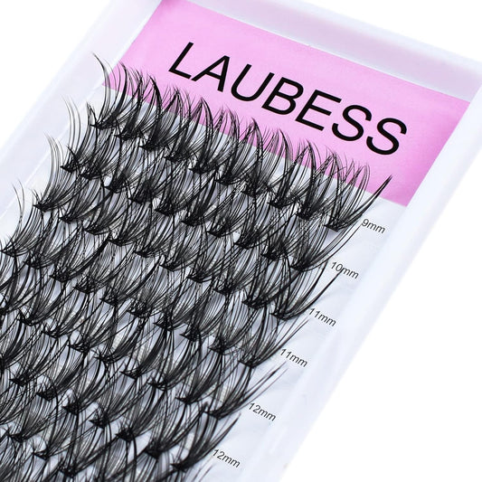 Lash Clusters LAUBESS Individual Lashes Waterproof Eyelash Clusters Mixed Tray Cluster Eyelash Extensions Soft Cluster Lashes for Beginners (30D-C-Mix9-16)
