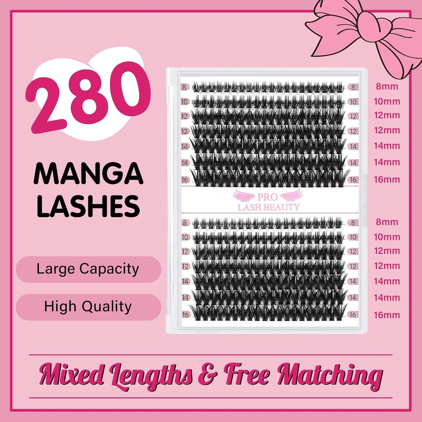 280 Pcs Individual Lashes 50D Mixed Lash Clusters Devil Style Lashes That Look Like Eyelash Extensions Wispy Lashes DIY Individual Lashes At Home (50D-C-8-16mix,Manga)