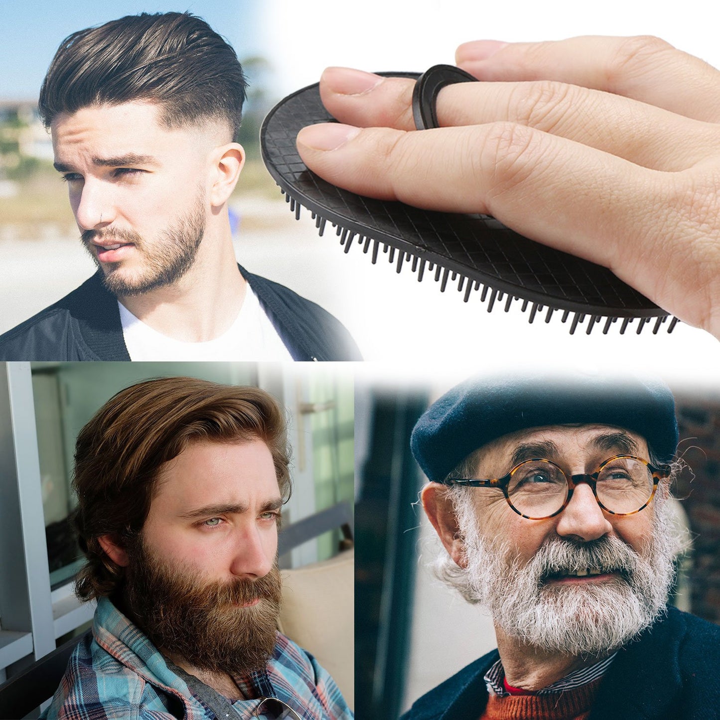 12pcs Palm Brush for Men, Segbeauty Portable Hair Brushes Plastic Beard Comb Shampoo Brushes Pocket Comb Scalp Massage Brush for Travel