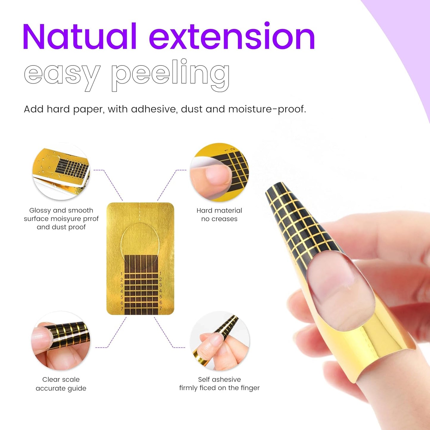 NailForms for Gel Builder Self Adhesive NailExtension Stickers for Poly nail Gel and Acrylic with Tip Sculpting NailForms Nail Art for Home & Salon (200)