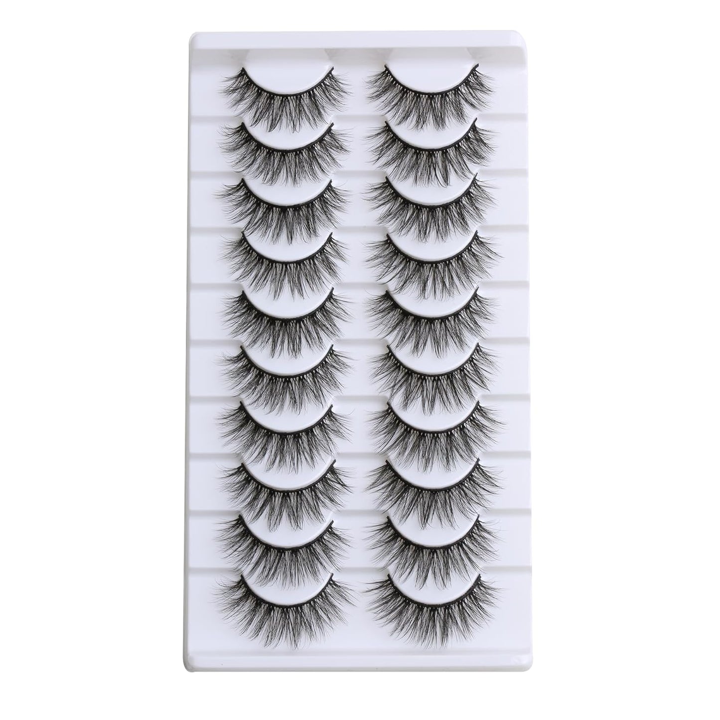 SUNWELL False Eyelashes 16mm Mink Lashes Faux Mink Lashes 8D Fluffy Strip Eye Lashes Wispy Soft Luxury Volume Fake Eyelashes 10 Pairs Pack