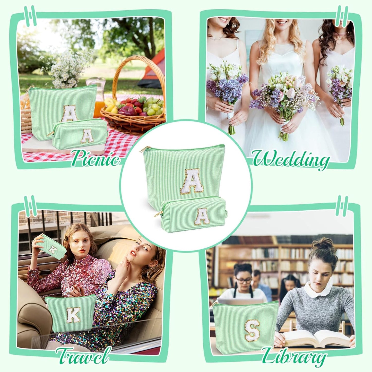 YOOLIFE Gifts - Personalized Mother's Day, Graduation & Birthday Gifts for Women - Monogram Initial Cute Makeup Bag Cosmetic Toiletry Pouch Make Up Case