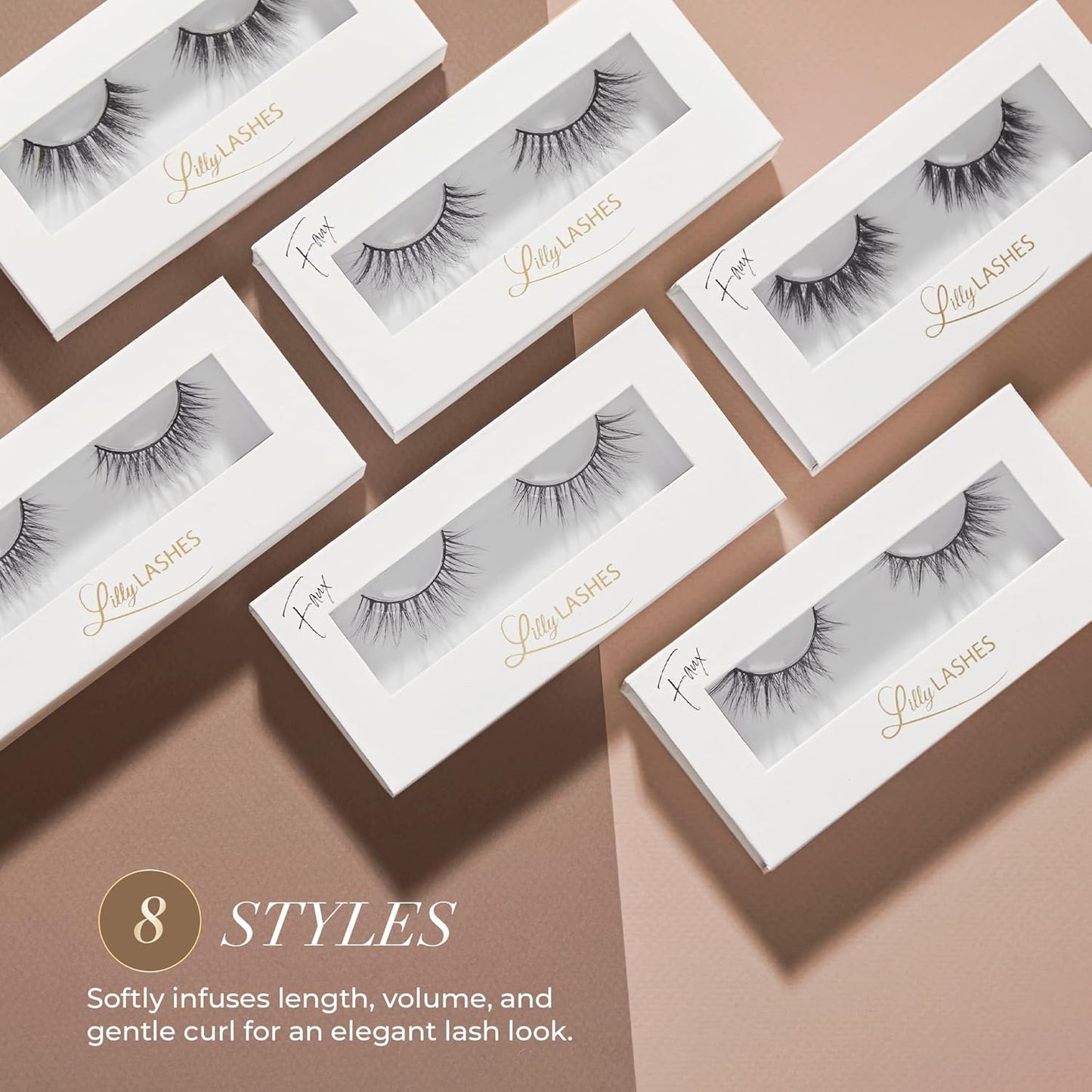 Lilly Lashes Diamonds in Lite Faux Mink, Strip Lashes, Natural Lashes, Reusable False Lashes Natural Look, Lash Strips with Luxury Silk Like Fibers, No Lash Glue Included
