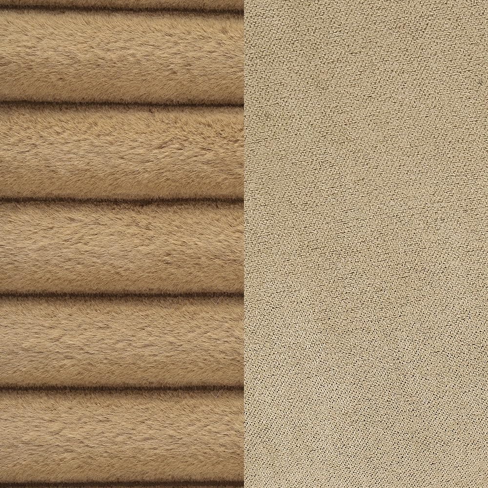 MADIZZ Set of 2 Faux Wool Plush Decorative Throw Pillow Covers 18x18 Inch Camel Fluffy Striped Soft Decorative Cushion Cover for Sofa Bedroom Pillow Shell