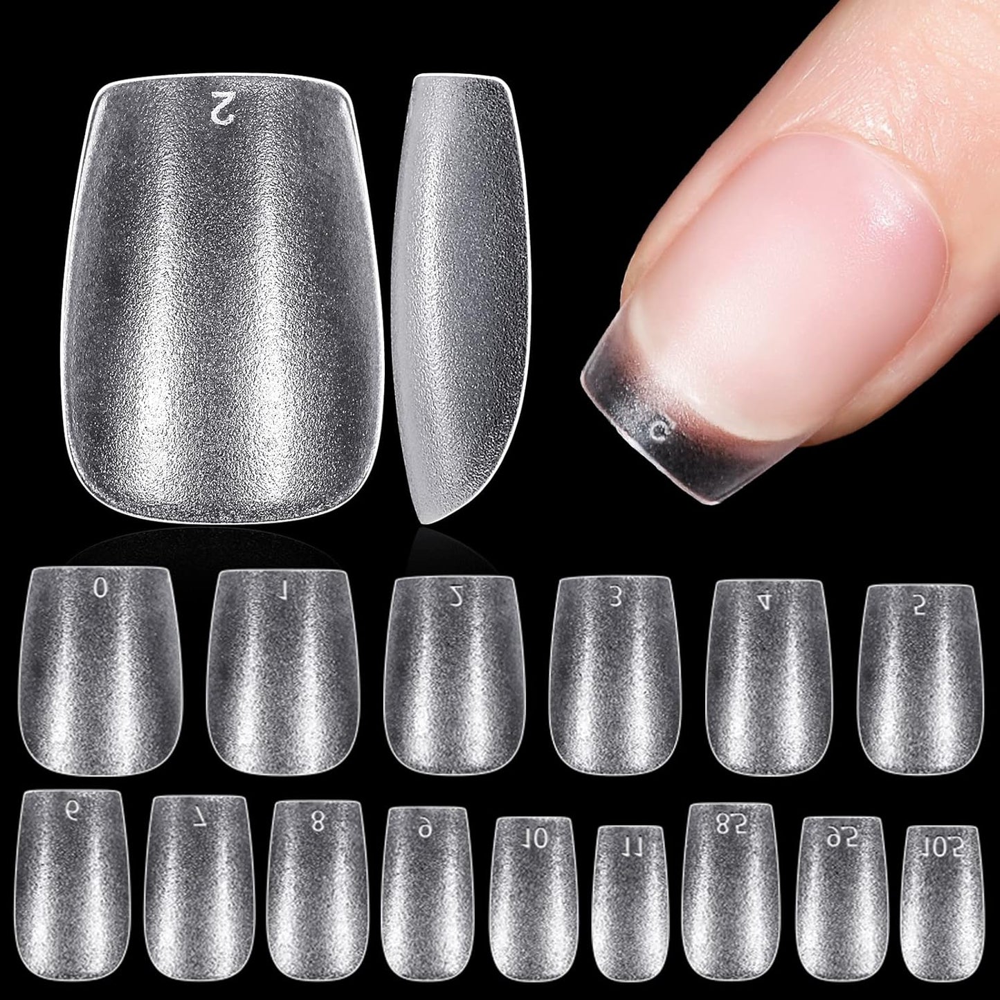 TOMICCA Extra Short Coffin Nail Tips, 240Pcs Full Cover Acrylic Fake nails for Extension Manicure, 15 Sizes Easy Use Soft Pre Shaped Gel Nail Tips for Home DIY and gifts women