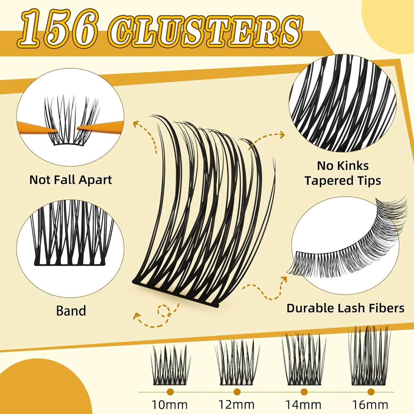 Eyelash Cluster 10-18mm Wispy Eyelash Clusters D Curl DIY Lash Extension Natural Lash Clusters Individual Lashes (LF05 Lashes Only)