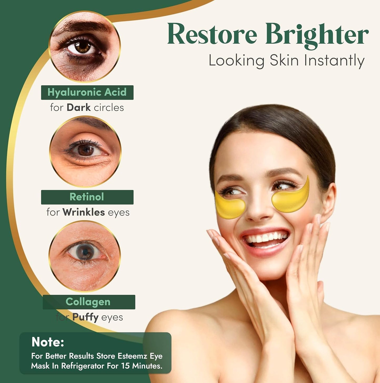 24K Gold Under Eye Patches For Puffy Eyes (12 Pairs Individually Wrapped) - Collagen Enriched Under Eye Masks for Dark Circles and Puffiness, Hyaluronic Acid Under Eye Mask Patches for Wrinkles