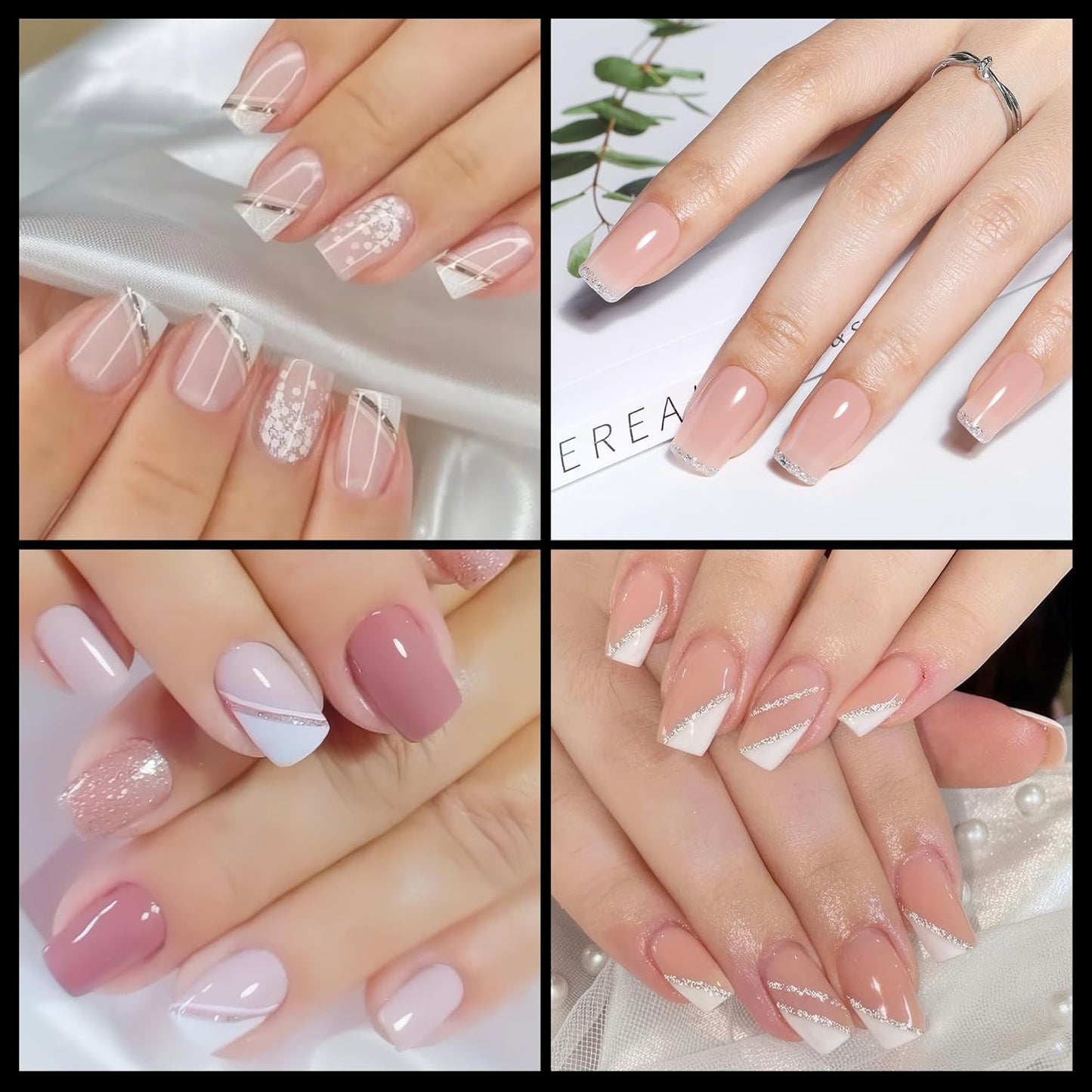 UNA GELLA Short Square Nail Tips, 600PCS Square Gel Nails Tips Pre Etched Full Cover Soft Gel Press on Nails No C Curve For Women Girl DIY French & Chrome Style Salon At Home 12 Sizes