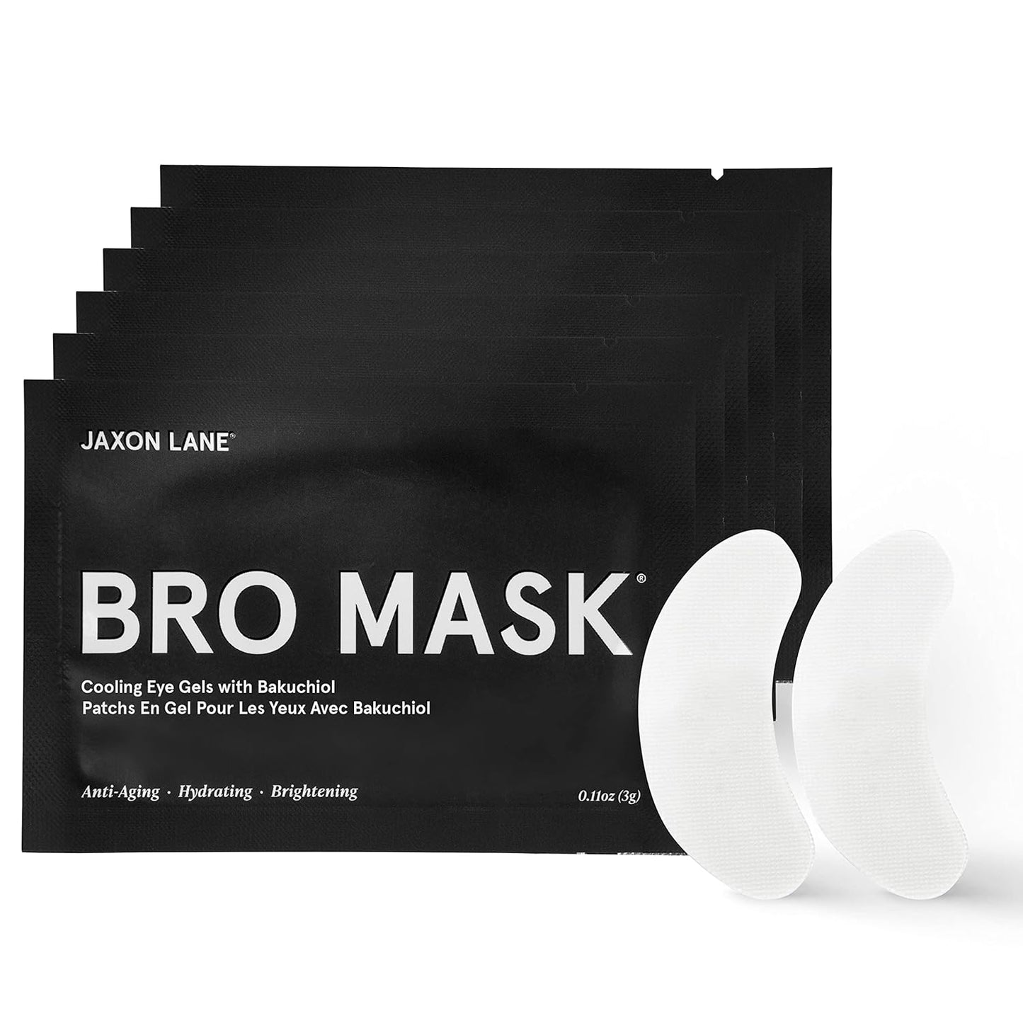 BRO MASK Under Eye Gel Pads: Cooling Eye Patches for Dark Circles and Puffiness | Anti Aging Hydrogel Eye Patch Set w/ Bakuchiol, Green Tea, Hyaluronic Acid, Caffeine, Niacinamide/Vitamin B3 -6 Pairs
