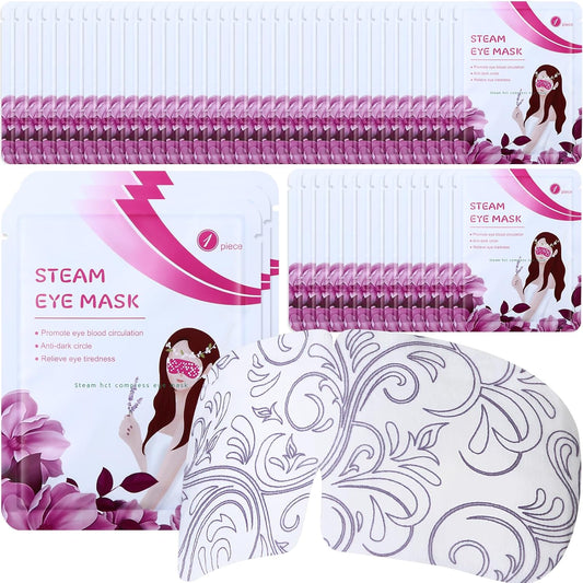 48 Packs Steam Eye Mask Disposable Self Heating Eye Mask for Dry Eyes Spa Warm Sleep Eye Mask for Home Office Travel Eyestrain Relieve (Lavender)
