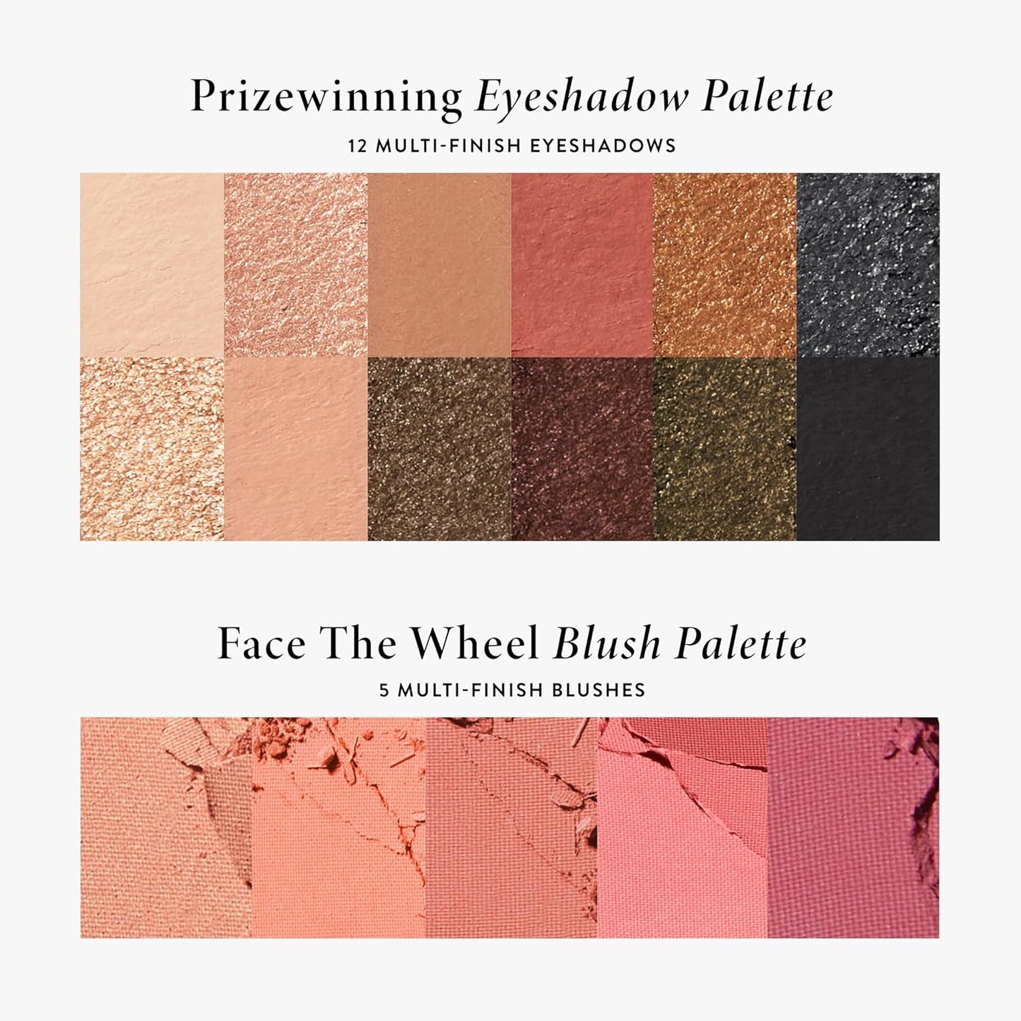 LAURA GELLER NEW YORK Wheel fo Fortune Eye and Cheek Palette Kit - Prizewinnig Eyes Eyeshadow Palette + Face the Day Blush Palette + Dual-Ended Brush