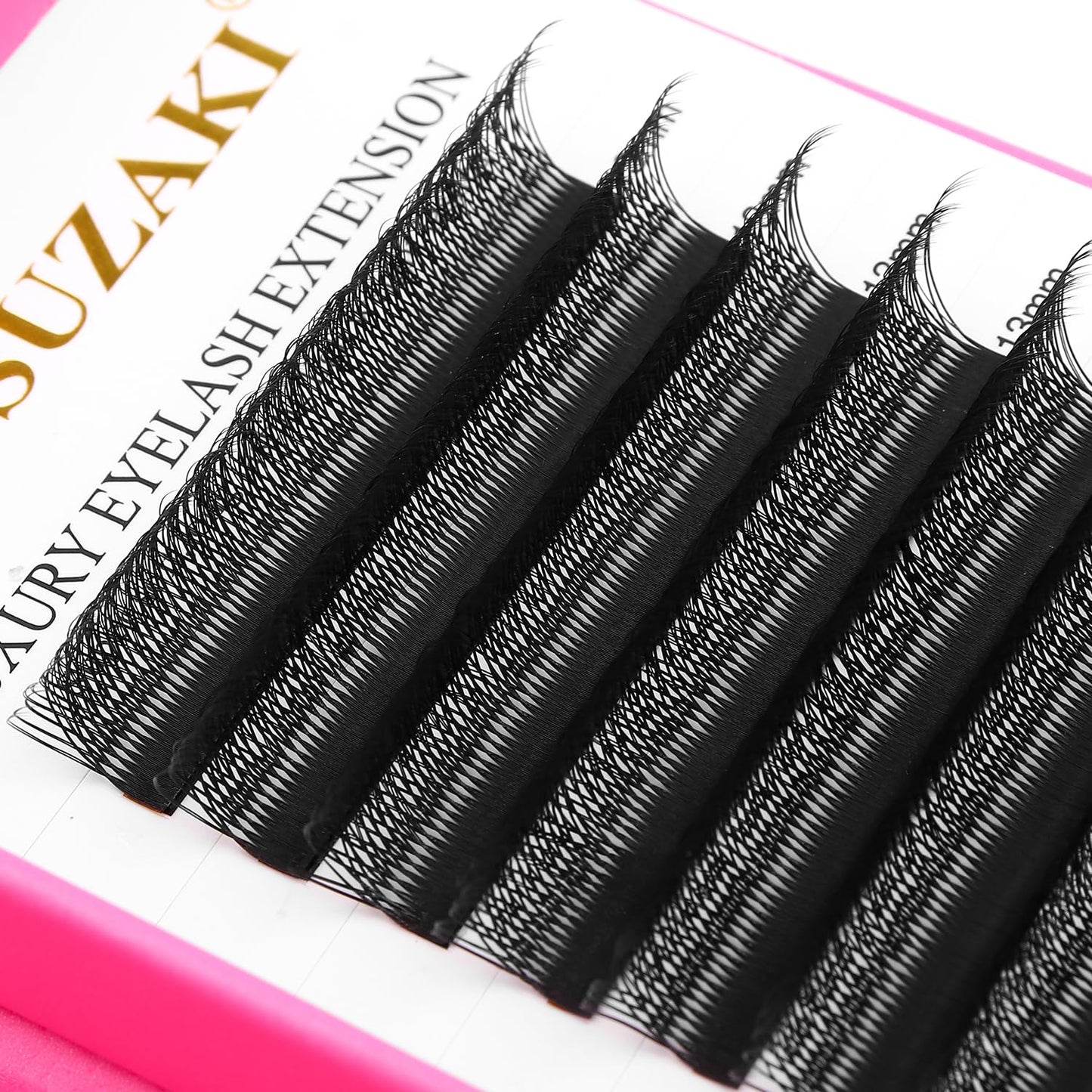 Lash Extensions Double Tips 3D Eyelash Extensions W Shape 0.07mm Thickness C Curl 14mm Premade Fans Easy Fan Volume Matte Black Crisscross Eyelashes(W-3D-Double Tips-0.07-C,14mm)