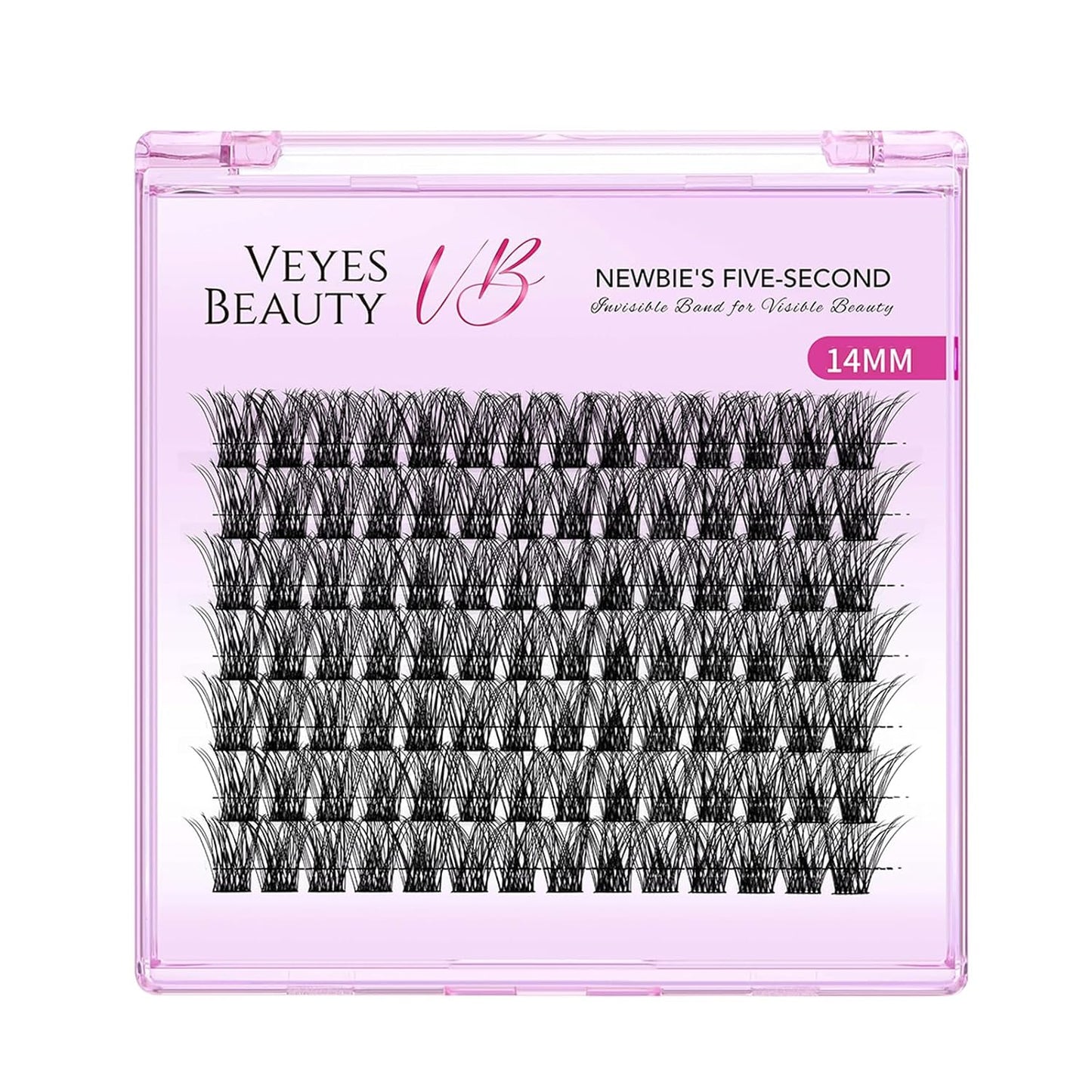 VEYESBEAUTY Lash Clusters Individual Eyelash Extensions Thin & Invisible Band DIY False Eyelashes for Self-application Newbie's Five-Second Series Wispy Lash Tray, Boldeye 14mm Single Length