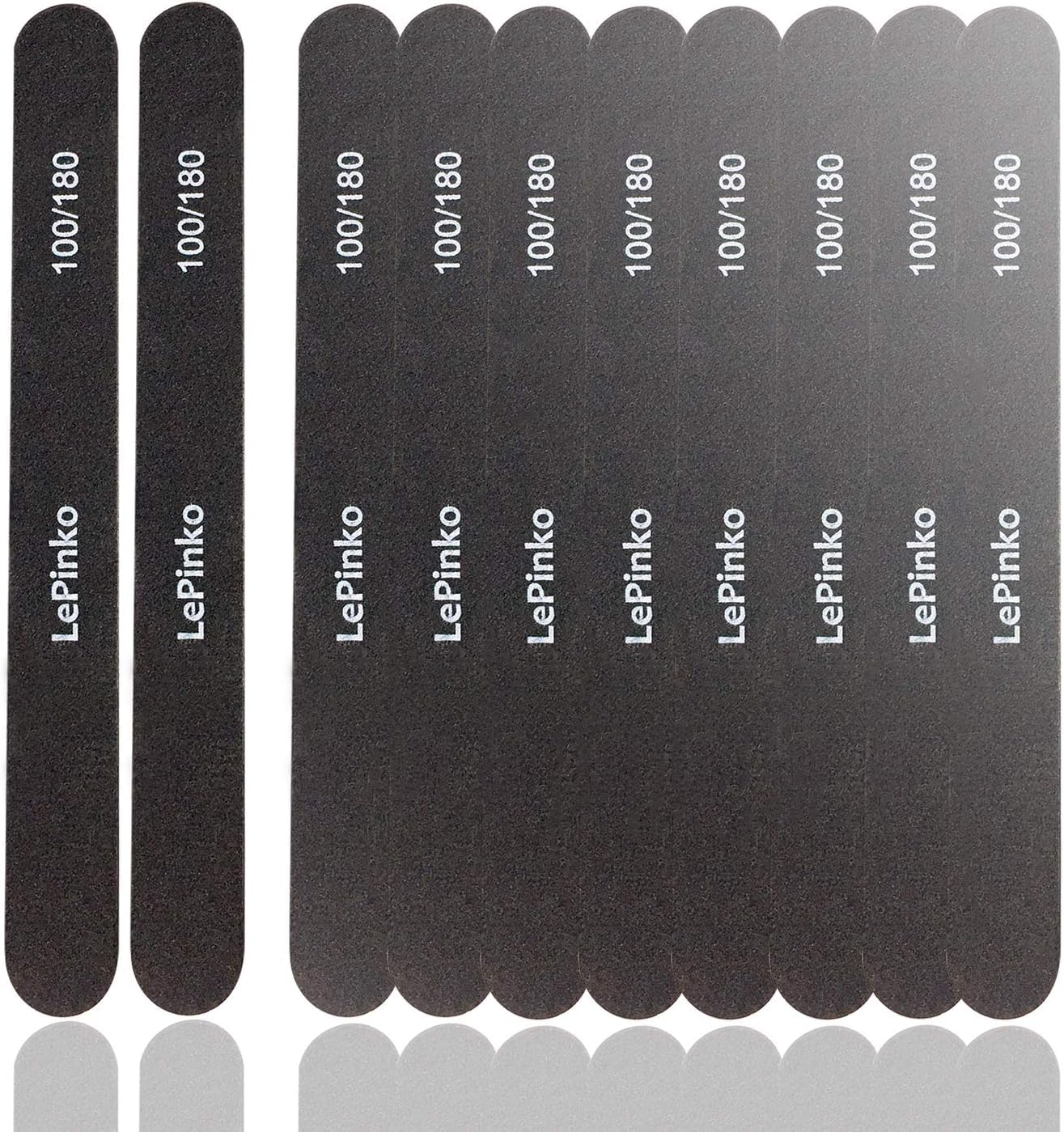 10PCS Double Sided 100/180 Grit Nail File Set, Washable Emery Board Nail Buffer Files for Home Salon Use, Professional Manicure Pedicure Tool for Acrylic False Nails and Gel Cosmetic