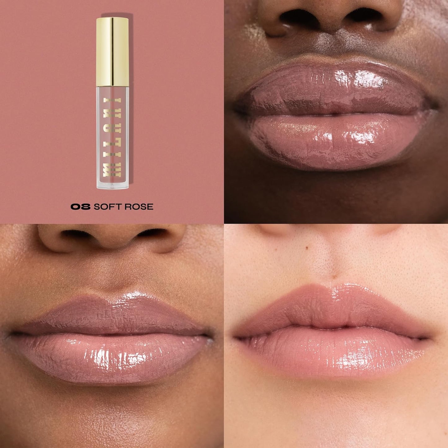 Milani Lip Gloss, Keep It Full Nourishing Lip Plumper with Hyaluronic Acid & Peptides for Soft, Fuller-Looking Lips (0.13 Fl. Oz.) Soft Rose
