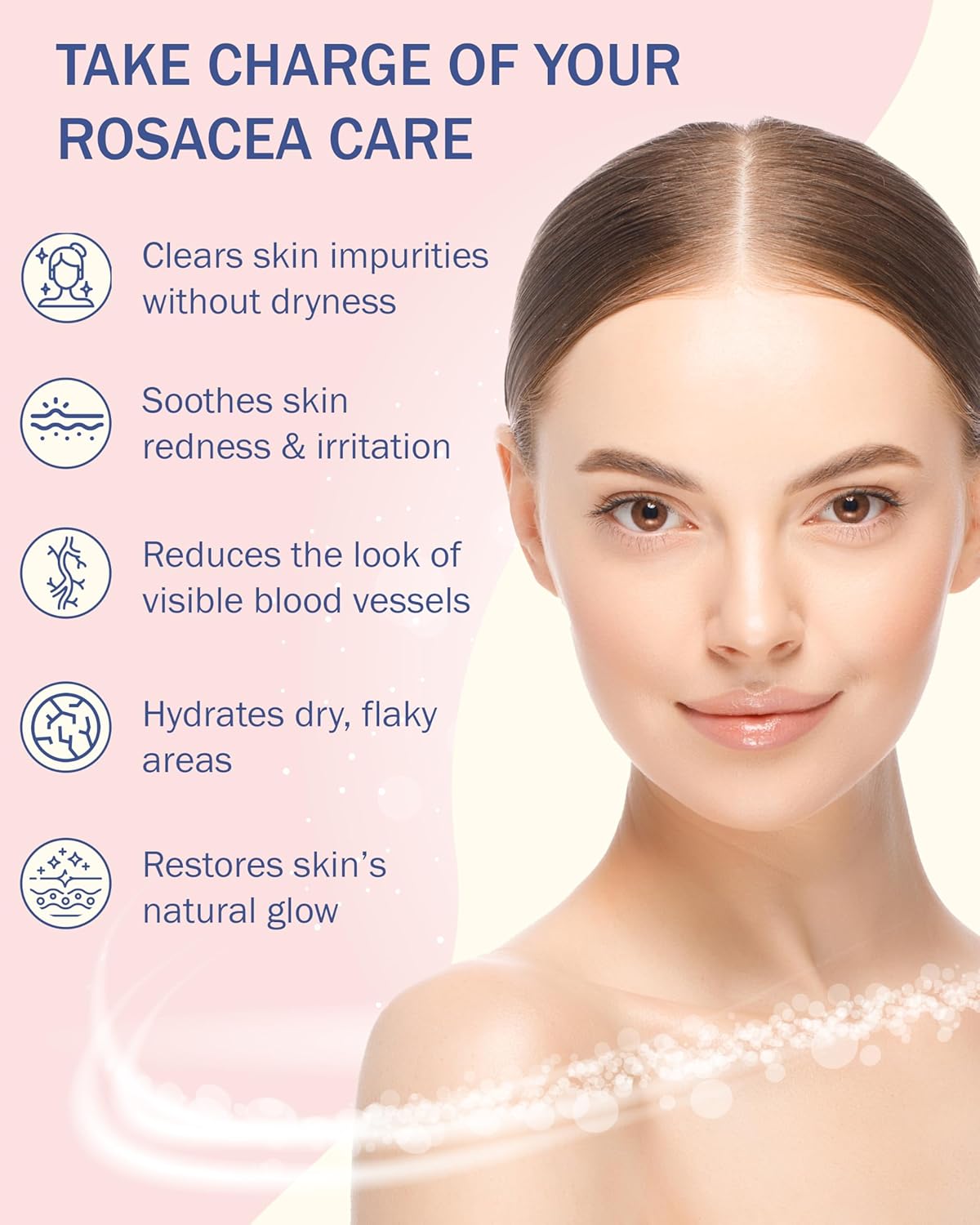 Rosacea Treatment Skincare Face Wash for Women & Men - Gentle Face Cleanser Moisturizer Redness Reducing Skin Care with Aloe Vera, Hyaluronic Acid & Fruit Extracts, Made in USA (8 fl. oz)