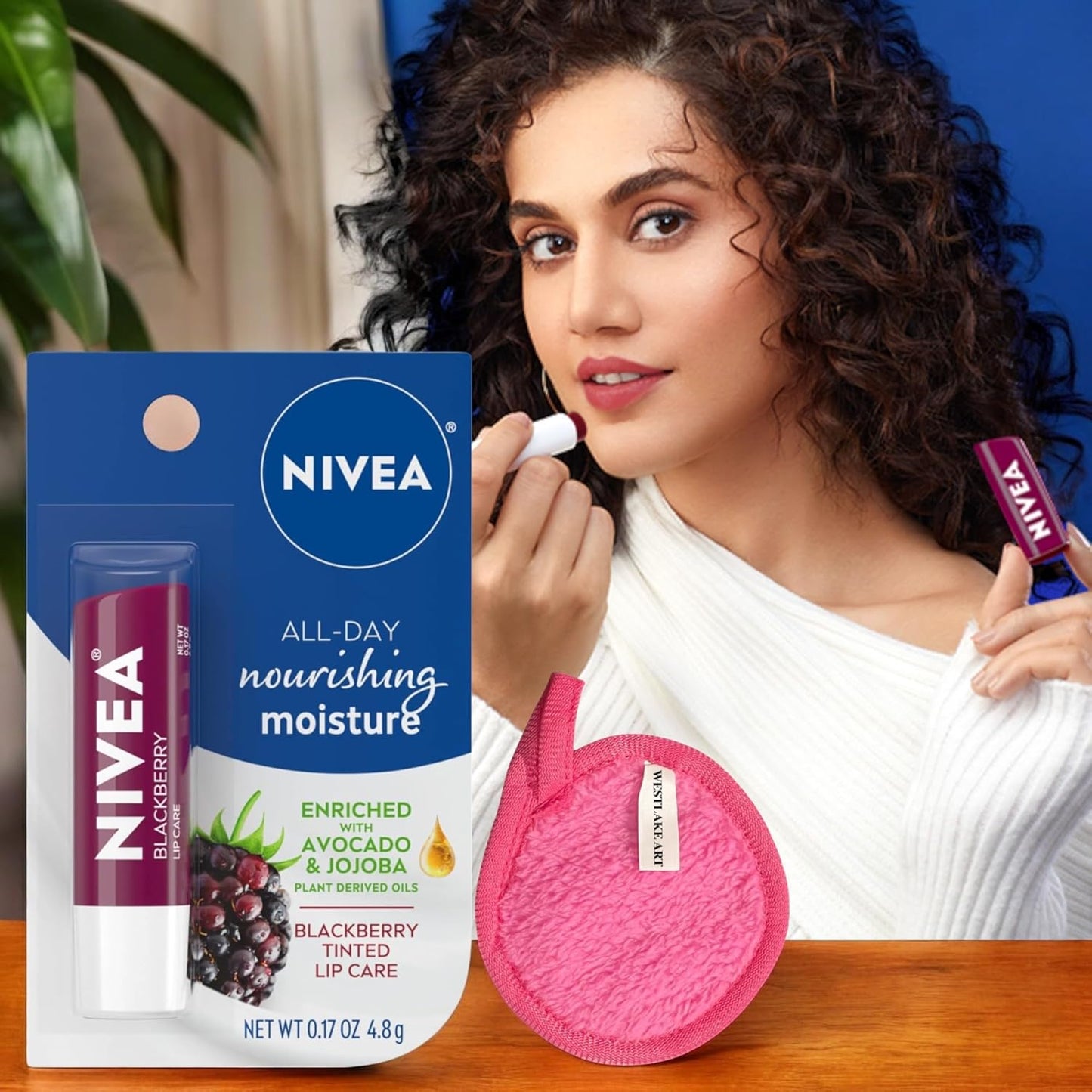 Lip Balm Hydrating, 0.17 Oz, Bundled with Westlake Art Makeup Cleansing Cloth, Enriched with Avocado & Jojoba for Soft, Smooth Lips, Hydrating Lip Balm, Blackberry Scent, Lip Balms & Moisturizers~ [P