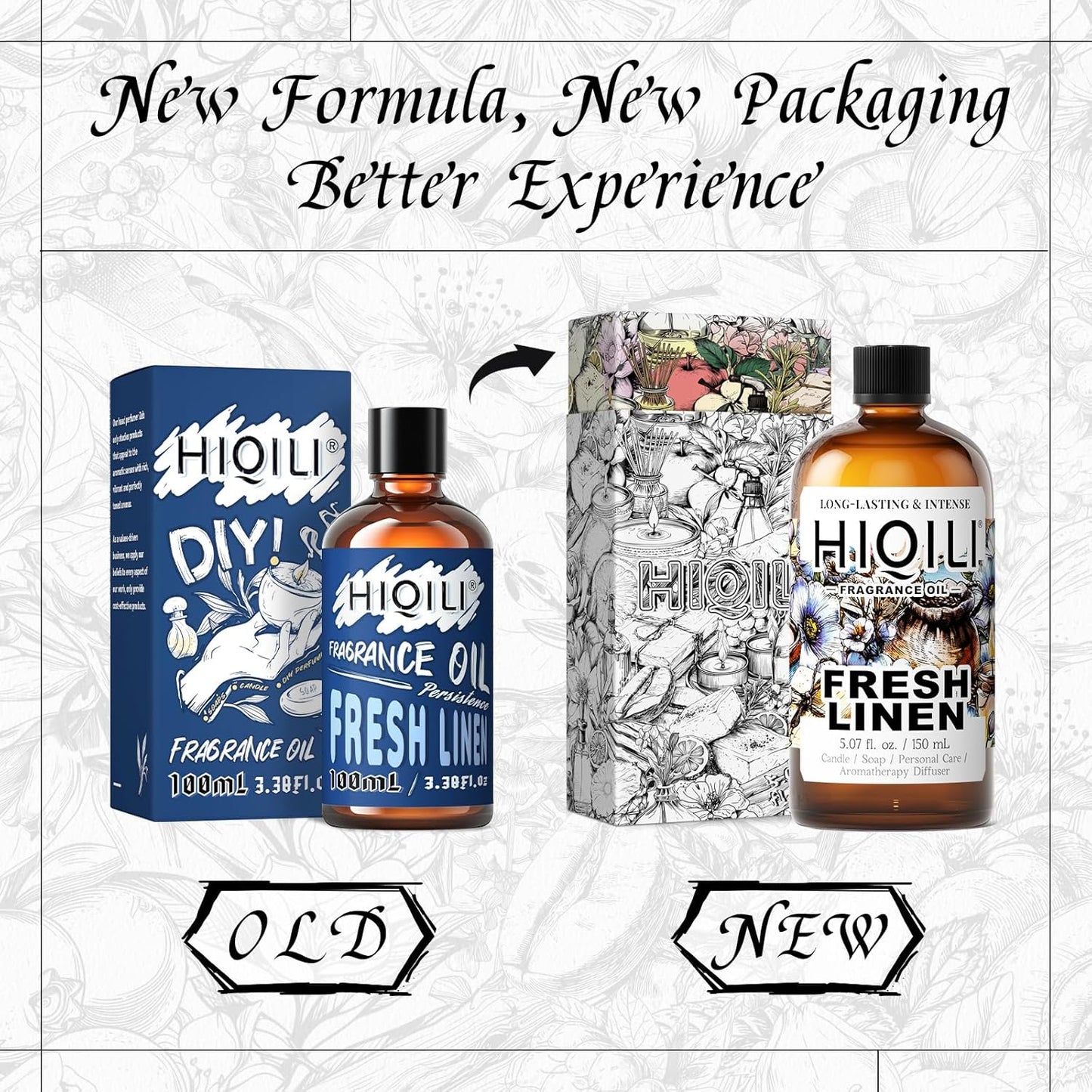 HIQILI Fresh Linen Fragrance Oil for Candle & Room Spray Making, Add to Dryer Balls, Freshie Scents for Essential Oil Diffuser - 5.07 Fl Oz