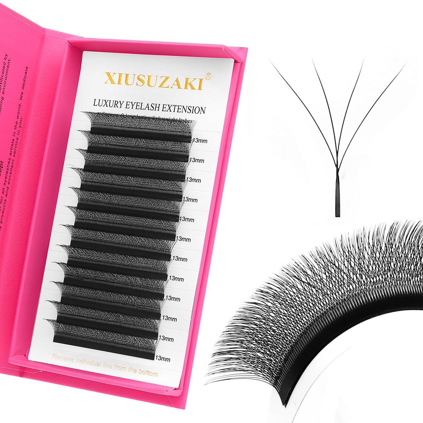W Lash Extensions Supplies 4D Eyelash Extensions W Shape 0.07mm Thickness D Curl 9mm Premade Fans Easy Fan Lashes Volume Matte Black 12 Rows Crisscross Eye Lashes(W-4D-0.07-D,9mm)