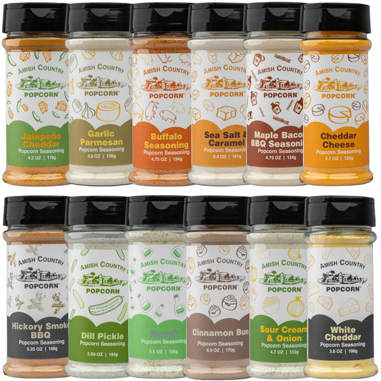 Amish Country Popcorn | 12 Pack Mixed Seasoning Bundle | Old Fashioned, Non-GMO and Gluten Free